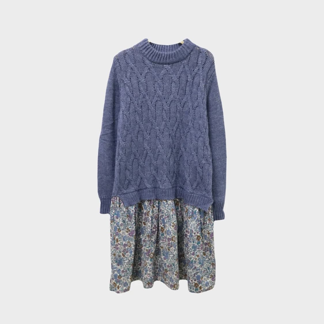 AFTERNOONTEA 울 혼방니트 레이어드 플라워 원피스 62257 상품이미지1