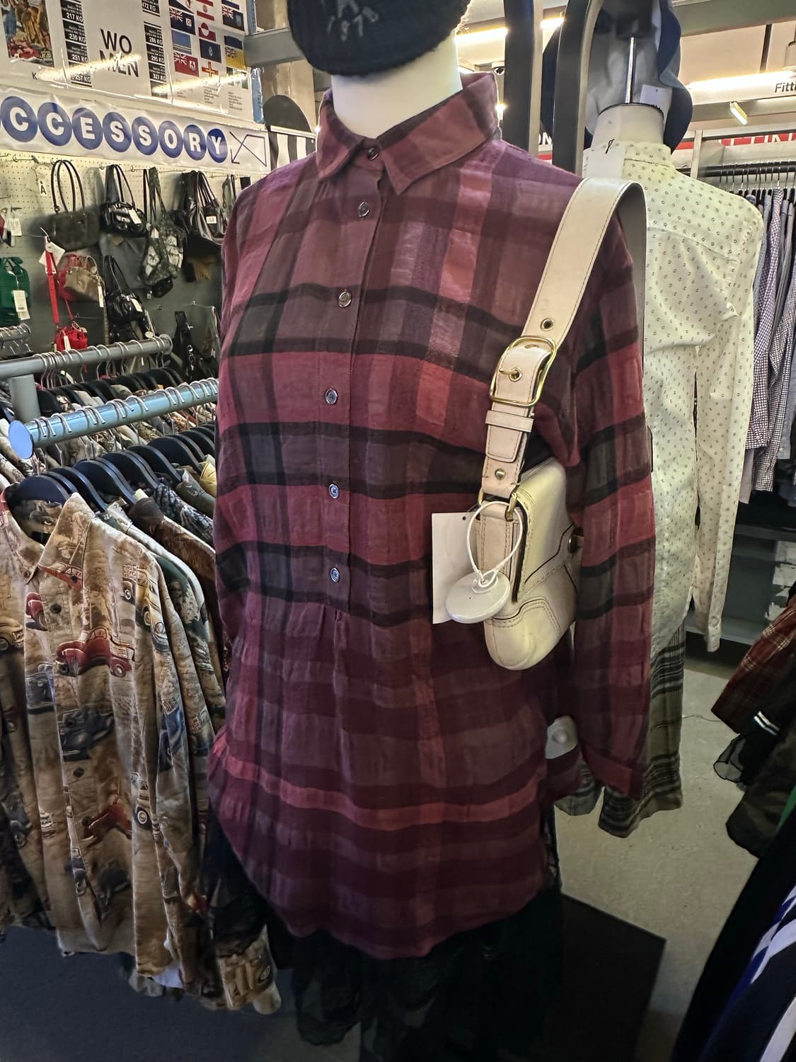 BURBERRY 버버리 버건디체크 셔츠블라우스 상품이미지1