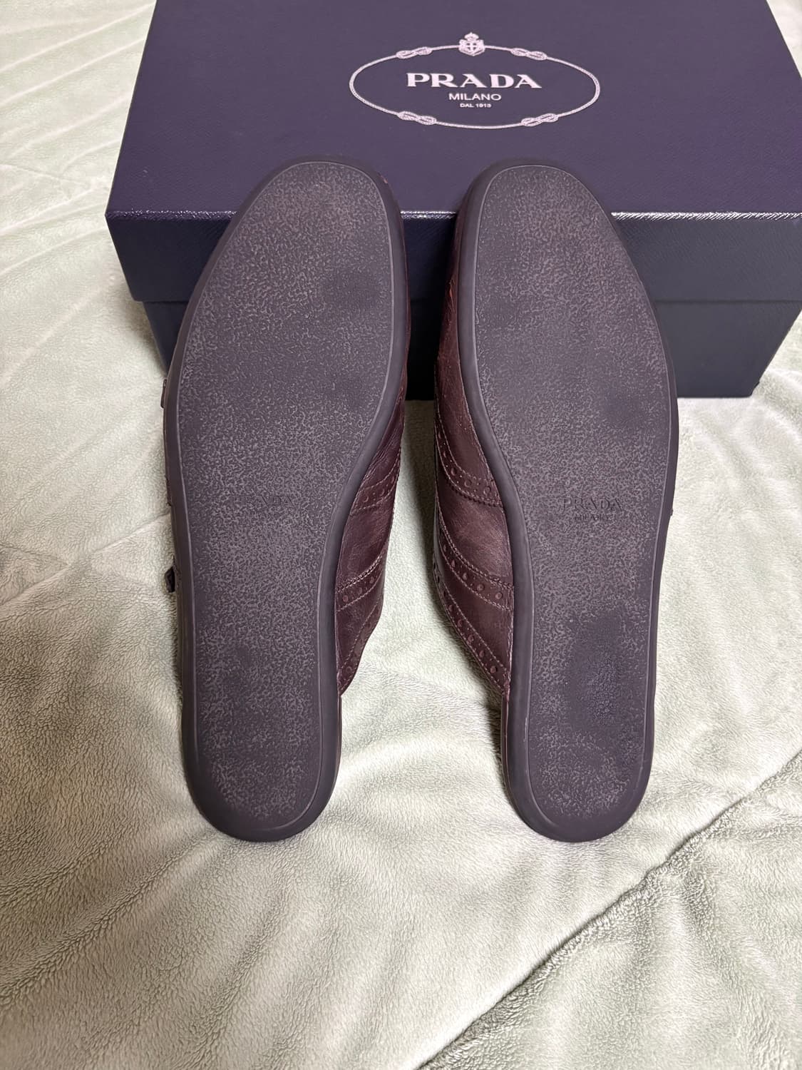 프라다 컬랩스 더블몽크 뮬 25ss 다크브라운 8.5 풀박 상품이미지4