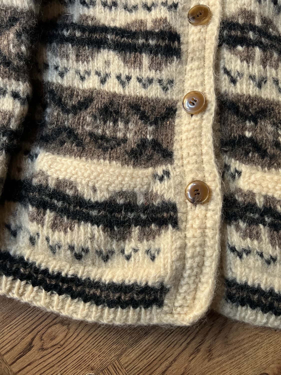 [L]90's USA 빈티지 페어아일 헤비 울 코위찬 니트 상품이미지5