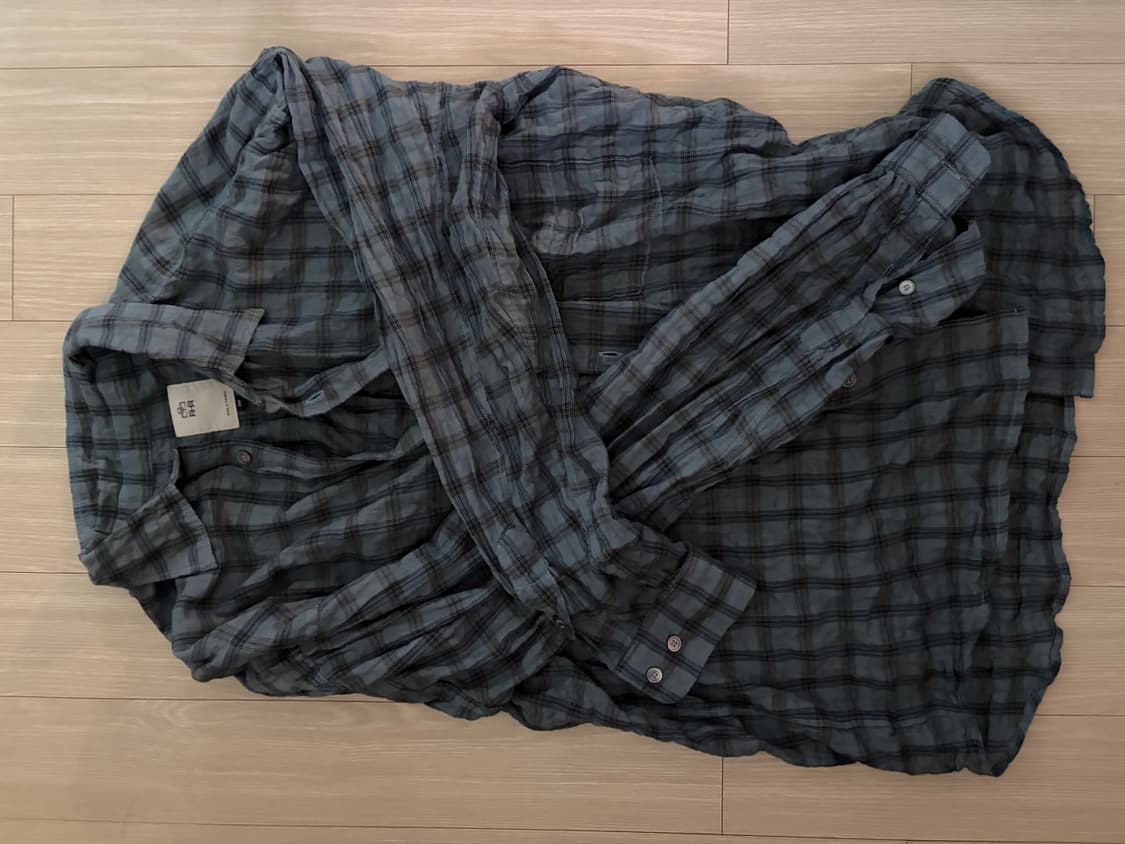 [2]폴리테루 컨트리 체크 셔츠 다이드 블루 상품이미지3