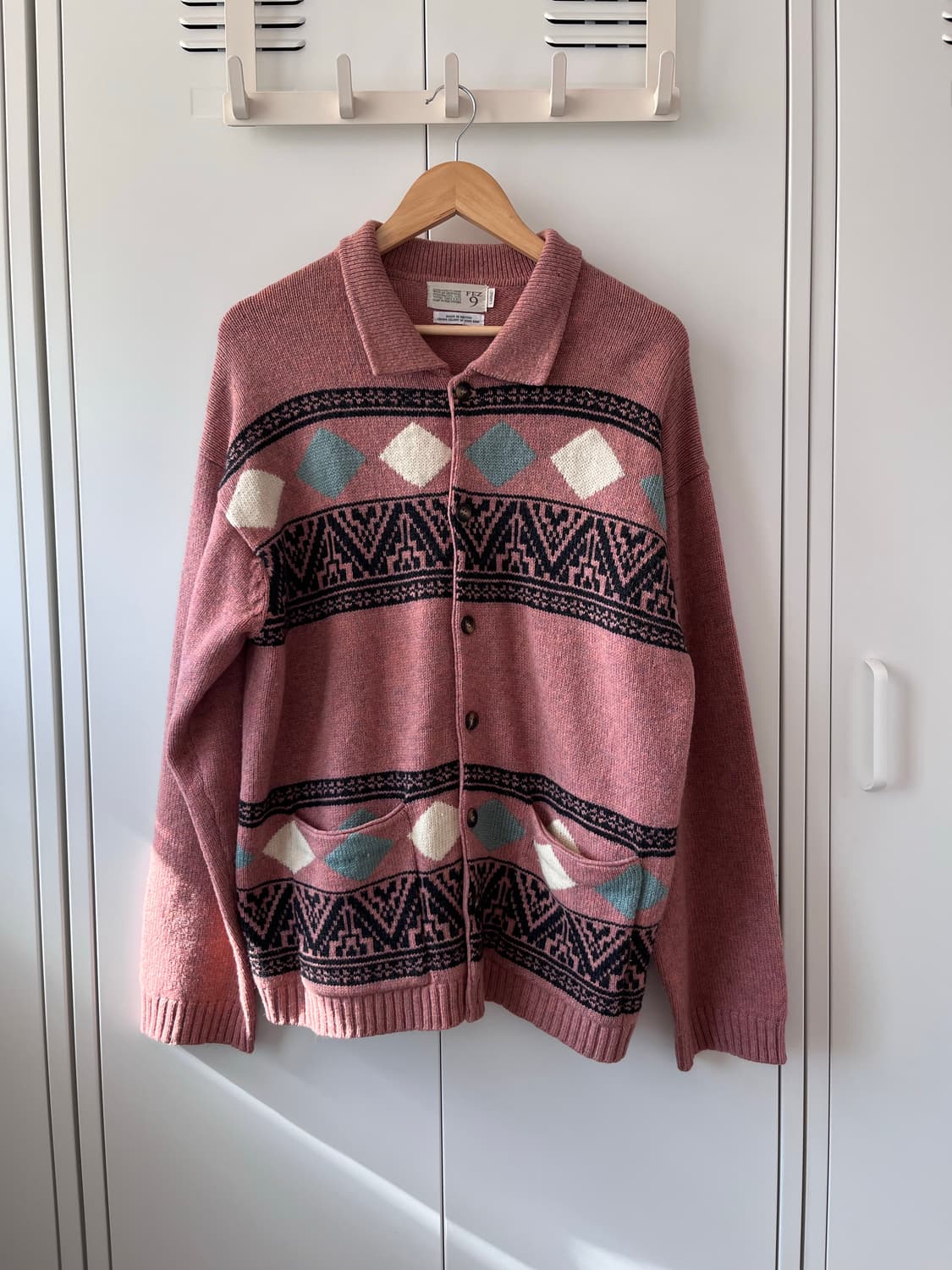 핑크 아가일 울니트 아방 가디건  상품이미지1