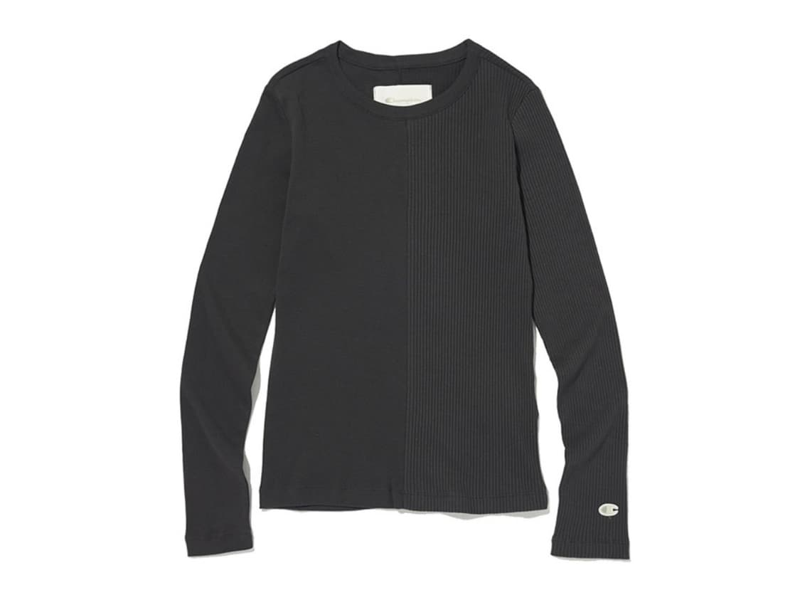 챔피온 여성 슬림 크루넥 롱슬리브 티셔츠 Charcoal Grey 상품이미지1