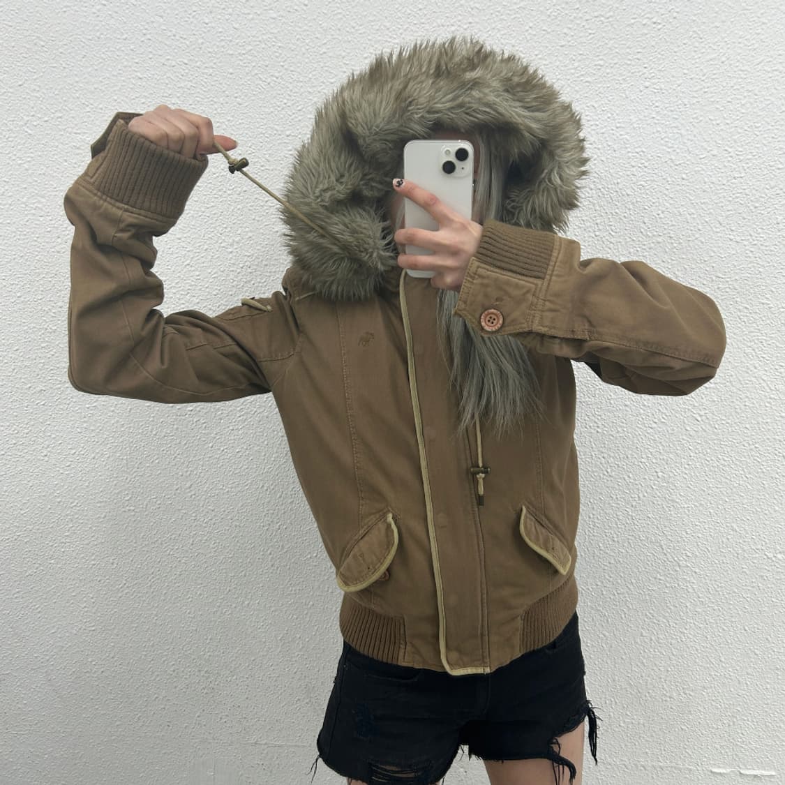 아베크롬비 y2k 순록로고 베이지 울프죠 자켓 상품이미지3