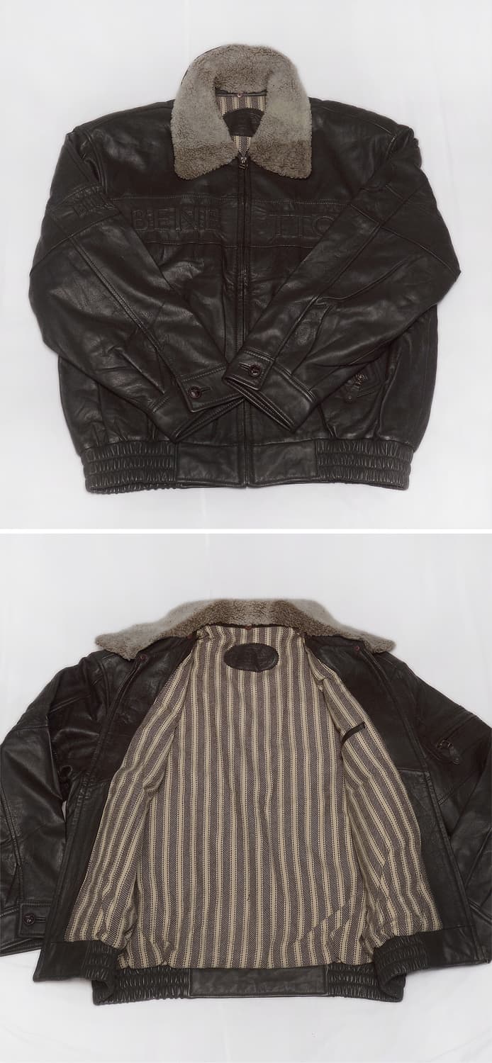 베네통 이태리 블루패밀리 레더 봄버 가죽 항공 자켓 (105+) 상품이미지3