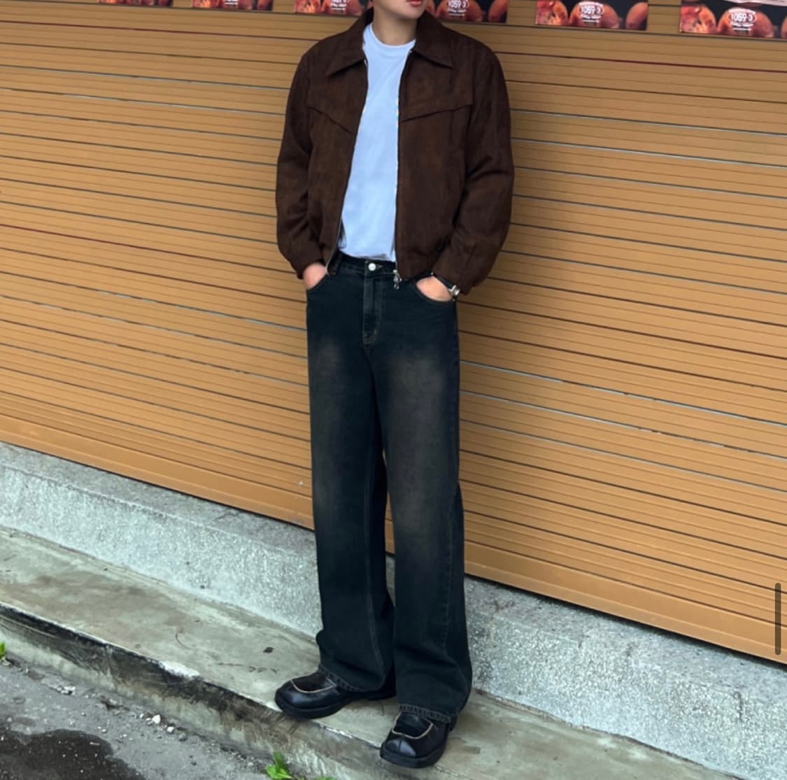 Wn 116 Black Brown Wide Denim Pants 상품이미지2