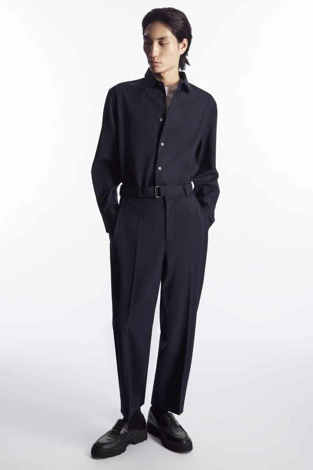 코스 COS 25fw 릴랙스드 울 블렌드 셔츠 black m size  상품이미지3