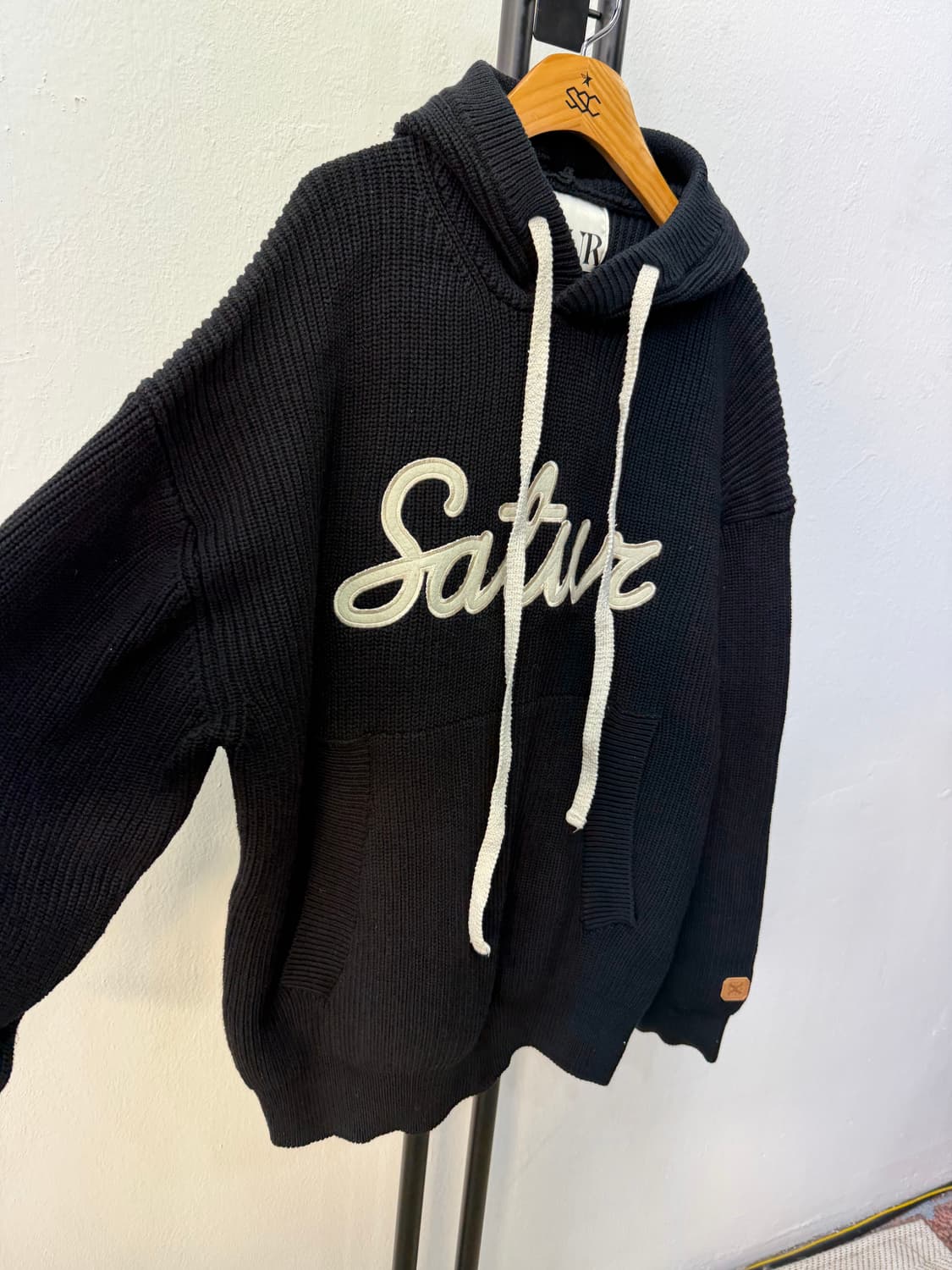 정품) Satur 세터 아폴리케 로고 캐시미어 블렌드 후드니트 L 상품이미지2