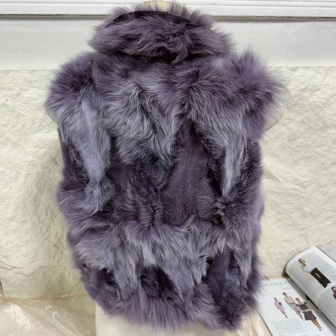 빈티지 보라 리본 여우털 폭스퍼 조끼 베스트 상품이미지8