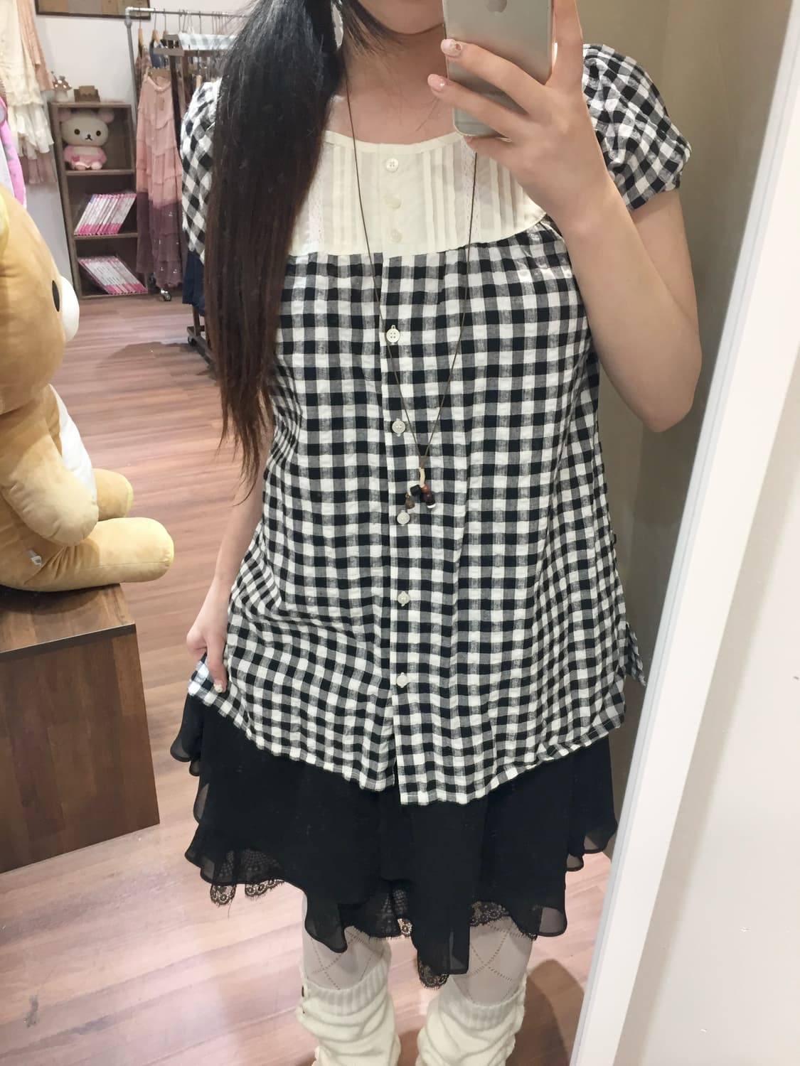 깜냥이 체크 블라우스 🐈‍⬛🐾 상품이미지2