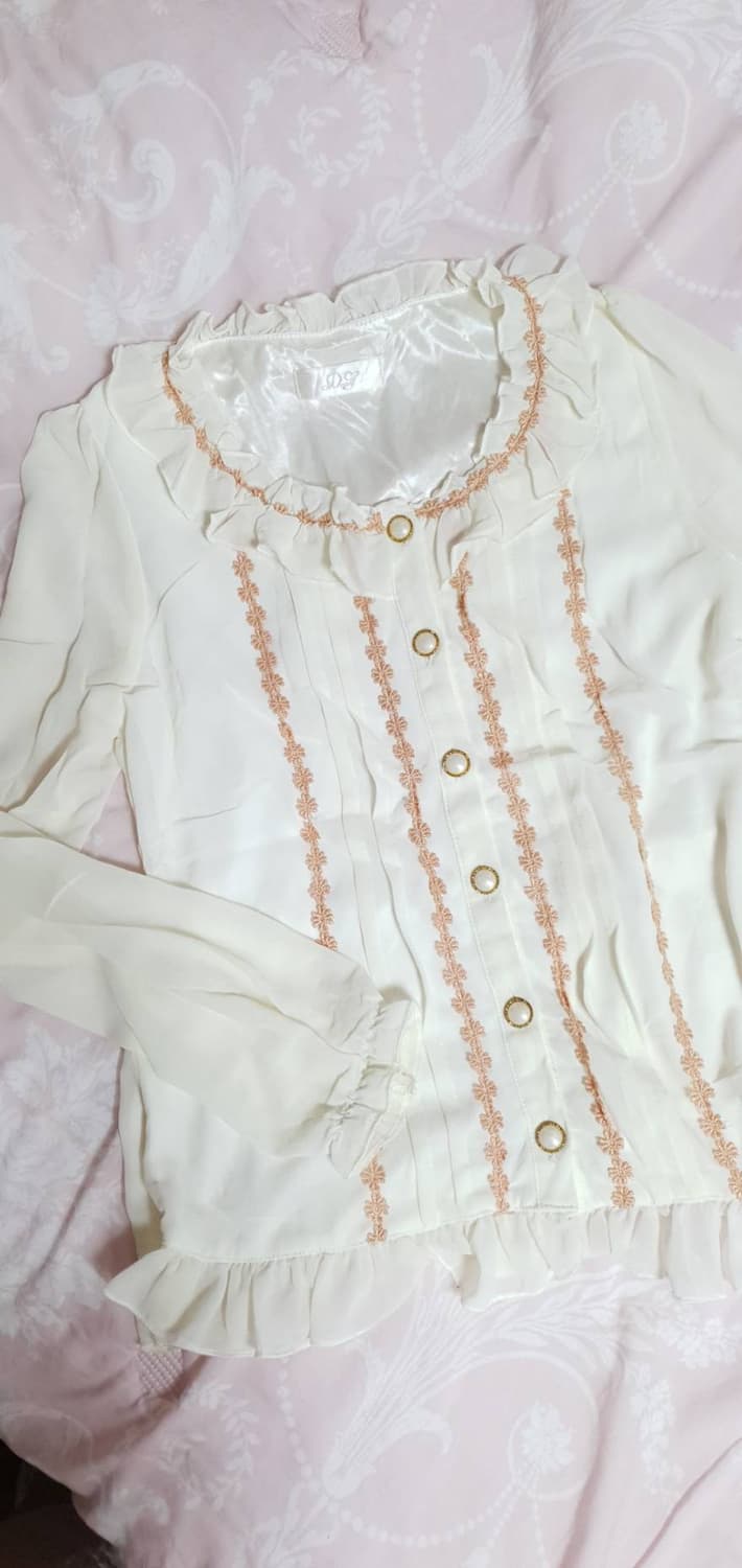 일본브랜드 레이스 카라 블라우스 상품이미지1