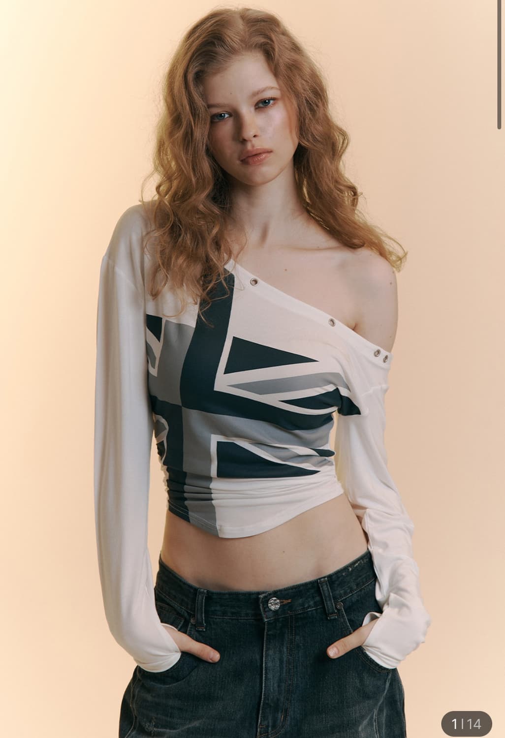 (새상품) 플리즈노팔로우 카이 원숄더 롱슬리트 탑 화이트 상품이미지1