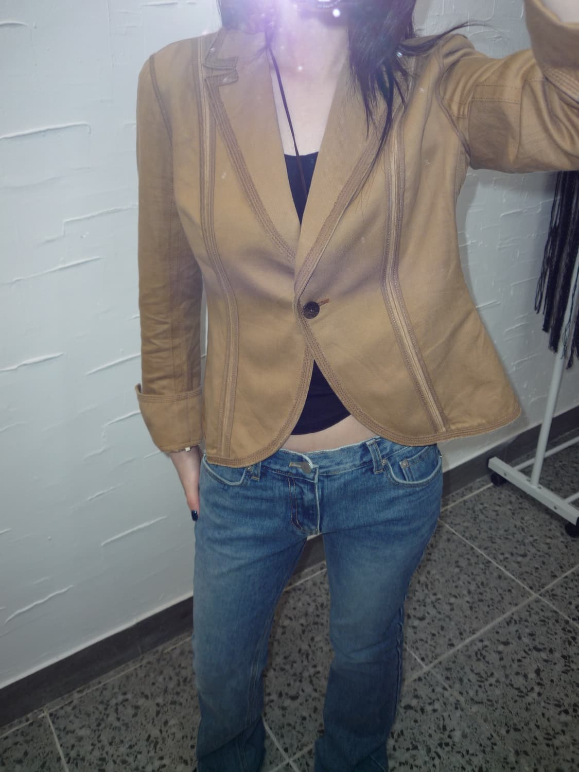 Beige one button jacket 상품이미지2