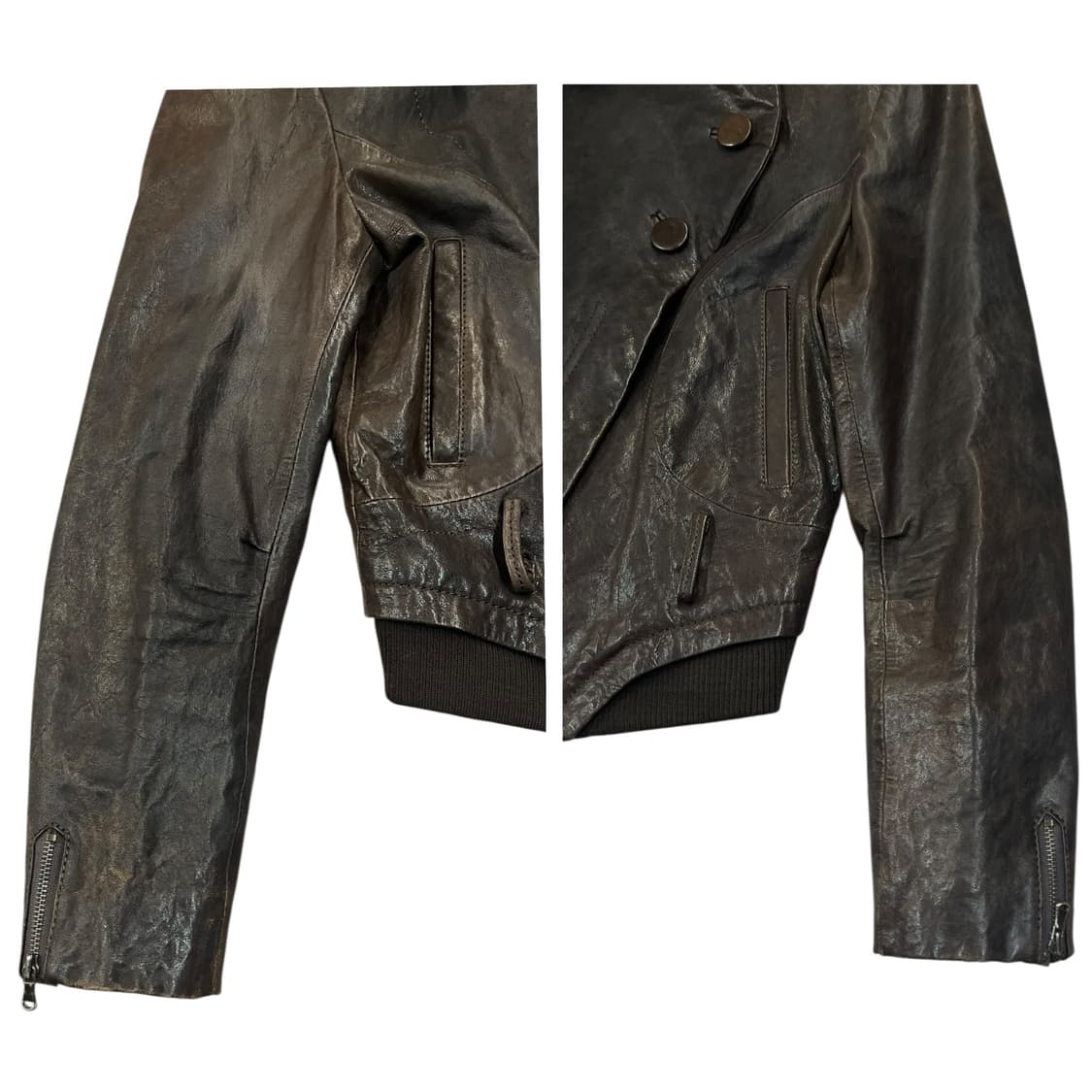 빈티지 양가죽 레더 자켓 브라운 S #csz2085 상품이미지8