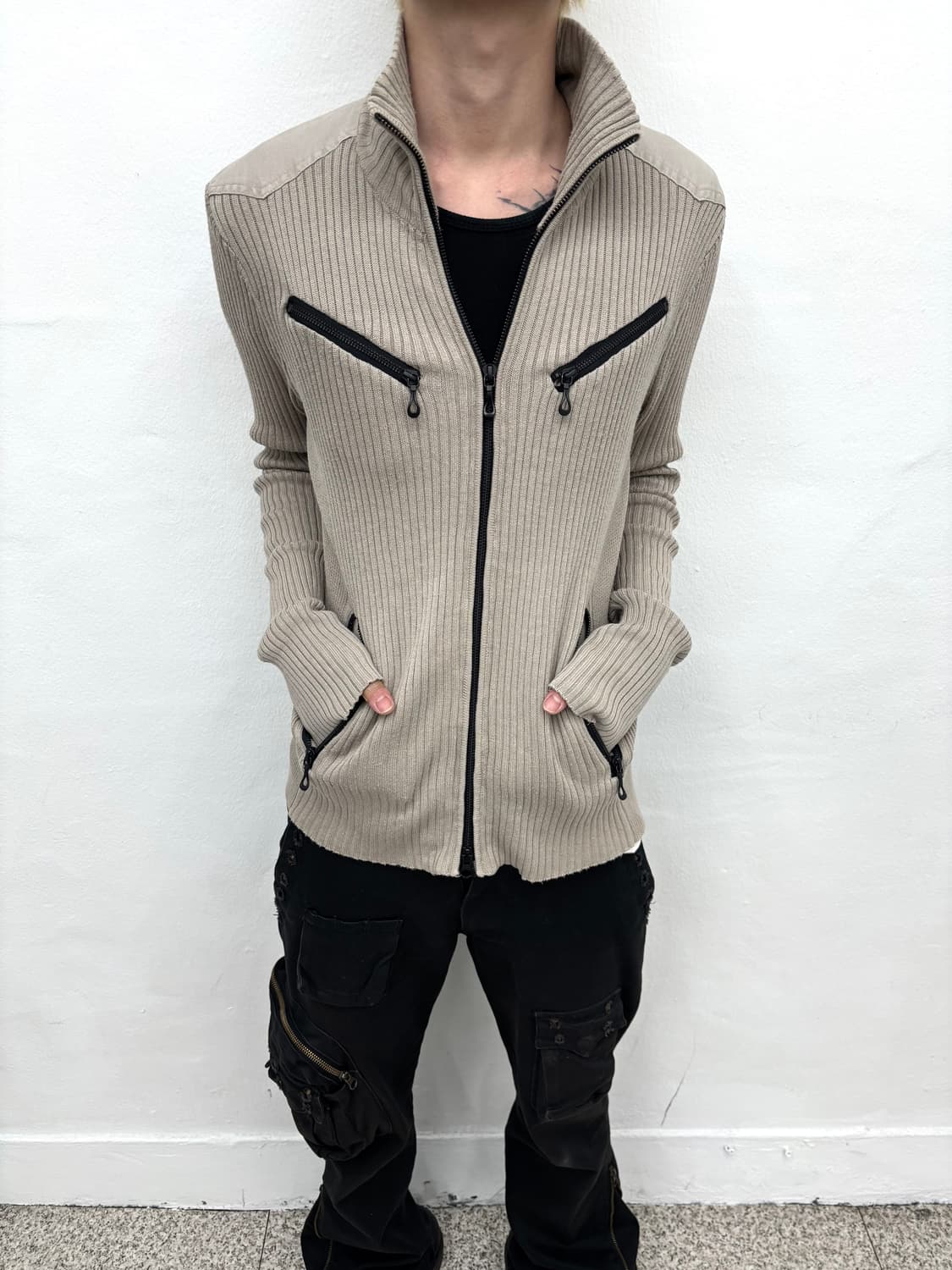 Nicole club for men diag zipper ribbed z 상품이미지2