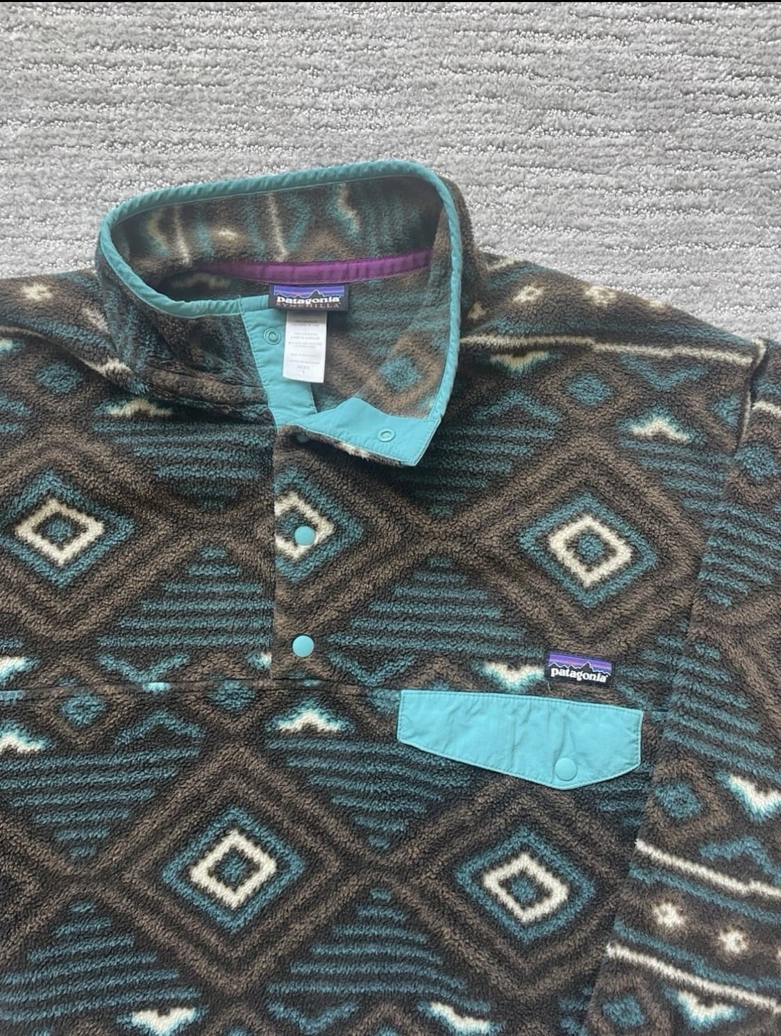 23FW 파타고니아 신칠라 스냅-T 청록/브라운 아즈텍 패턴 상품이미지2