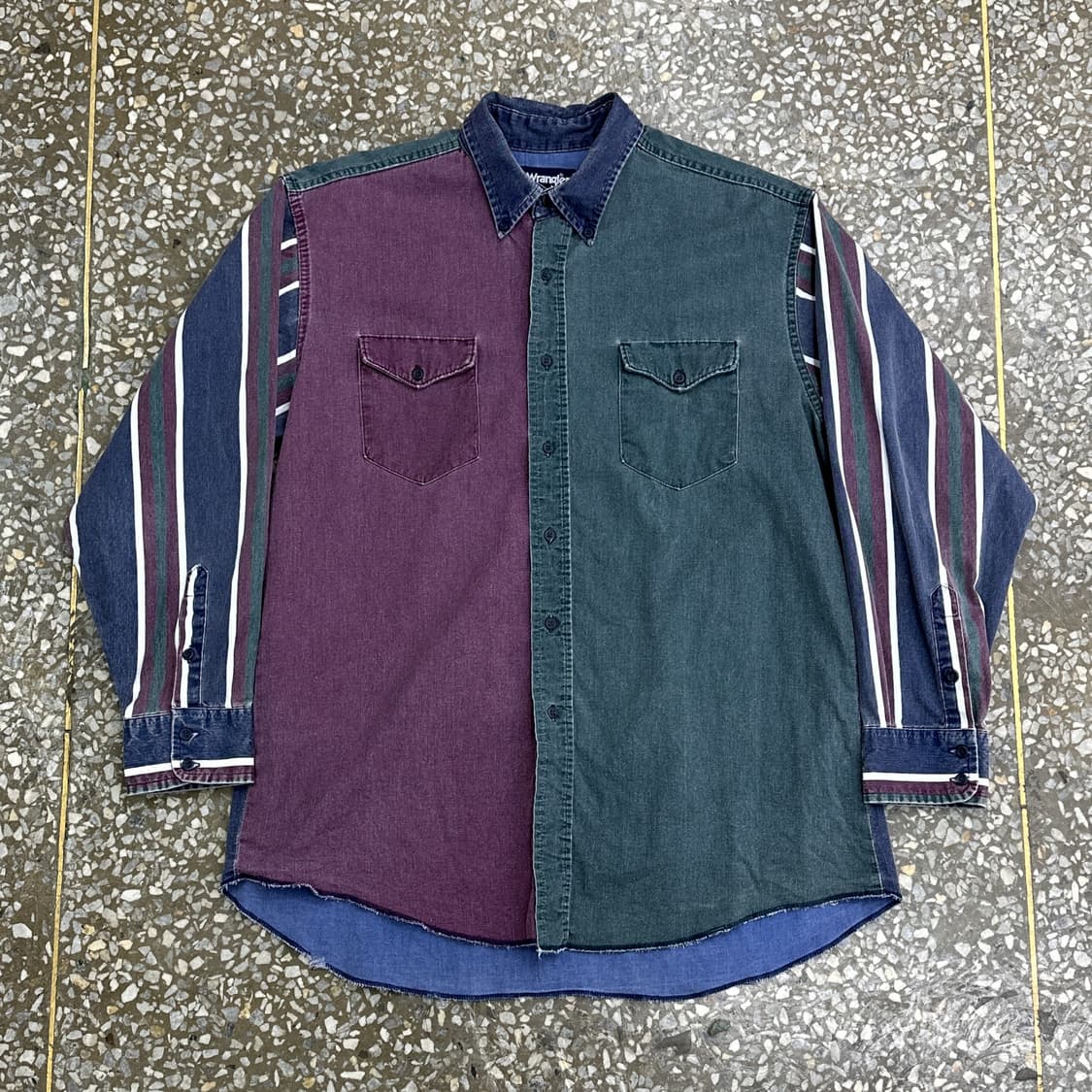 90s USA 랭글러 컬러블록 웨스턴 셔츠 17X34 상품이미지1