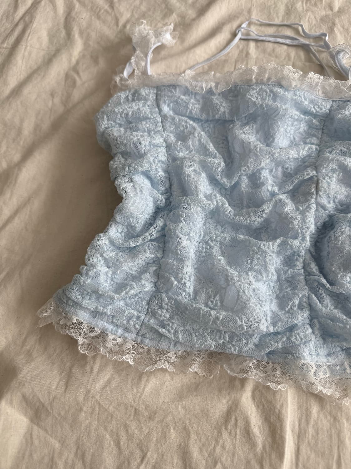 스카이블루 페어리 러블리 레이스 셔링 슬리브리스 상품이미지6