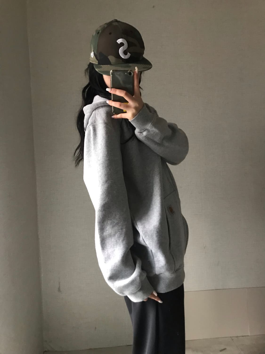 칼하트 그레이 오버핏 후드집업 상품이미지4