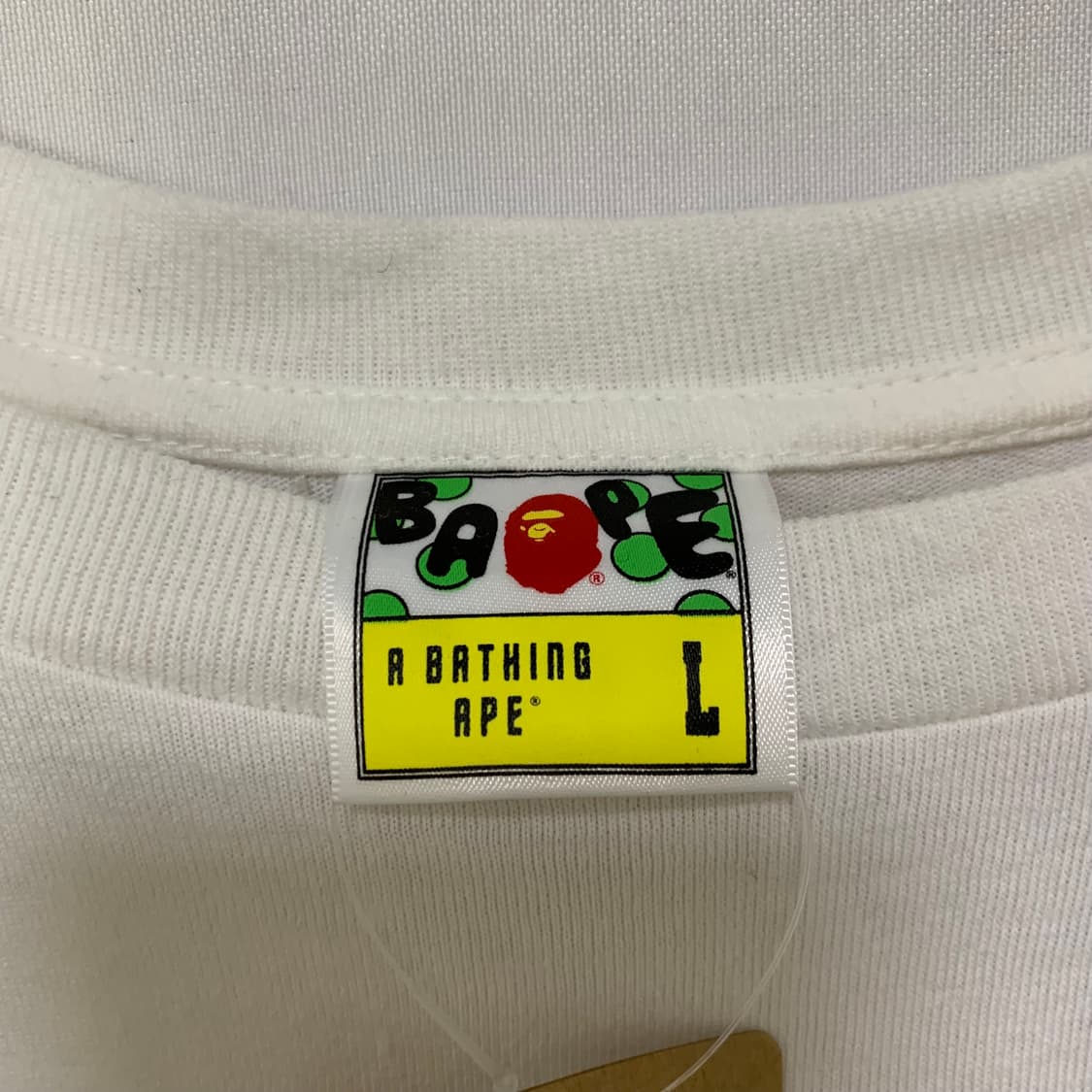 베이프 화이트 아이보리 프린팅 반팔 티셔츠 L 빈티지 남녀공용 상품이미지6