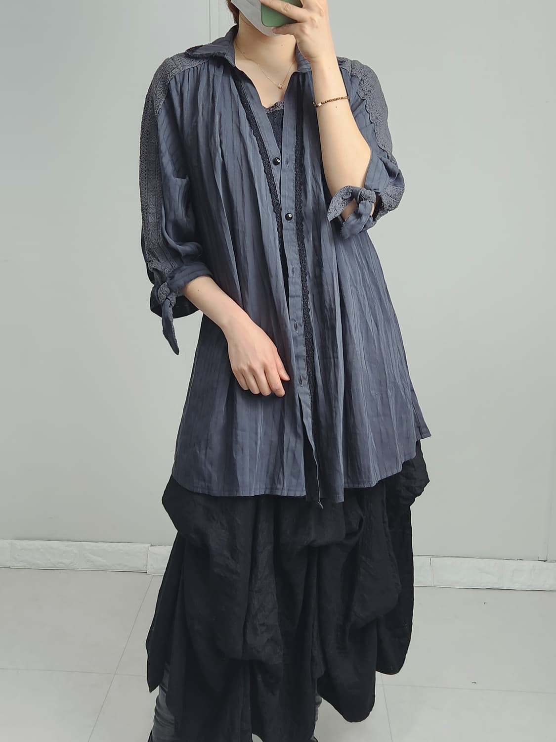 (AXES FEMME)레이어드 롱 블라우스 상품이미지5