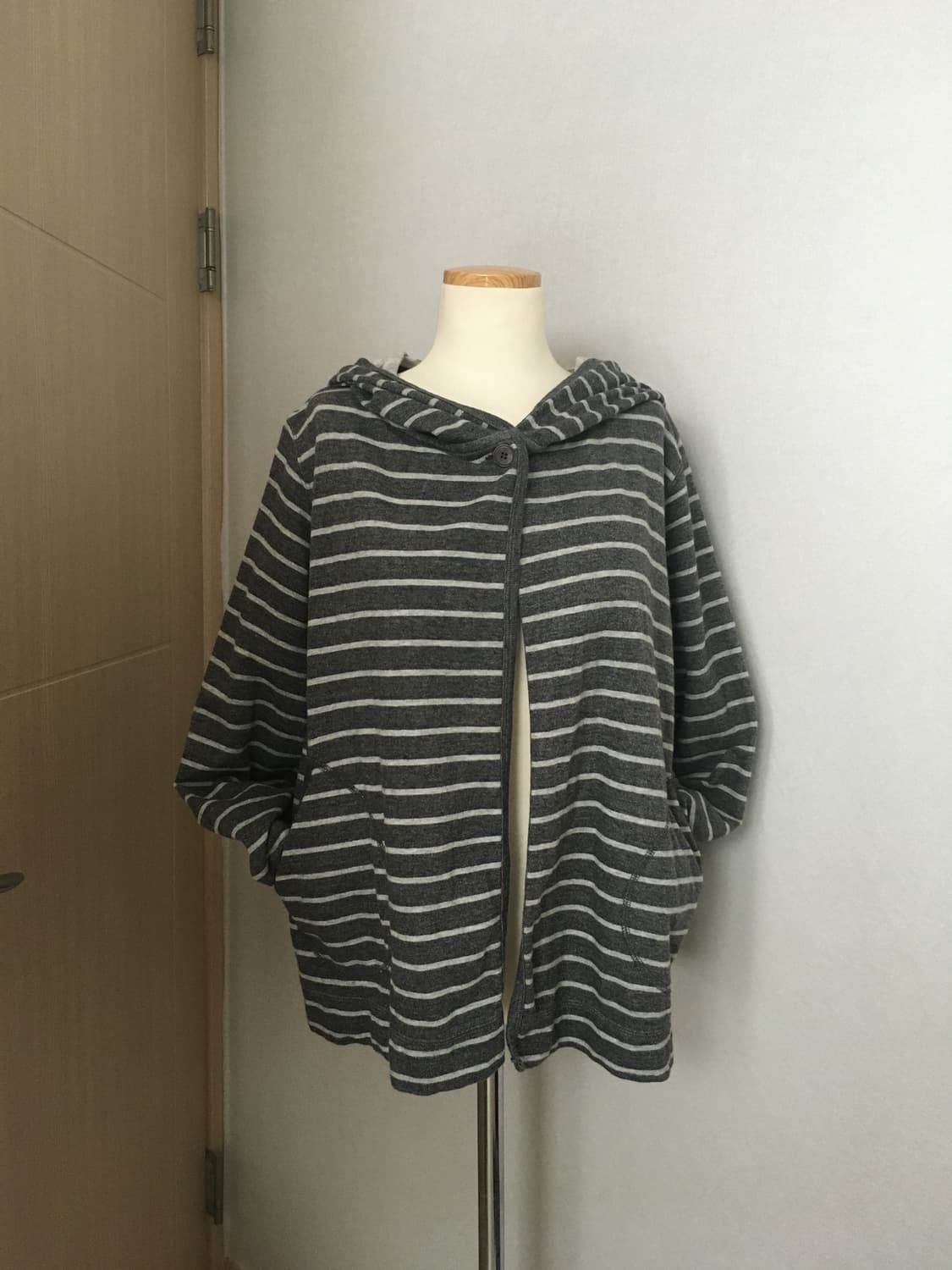 일본빈티지 하구미 바선생핏 너드 줄무늬 후드집업 모리걸 스즈코 단가라 상품이미지3