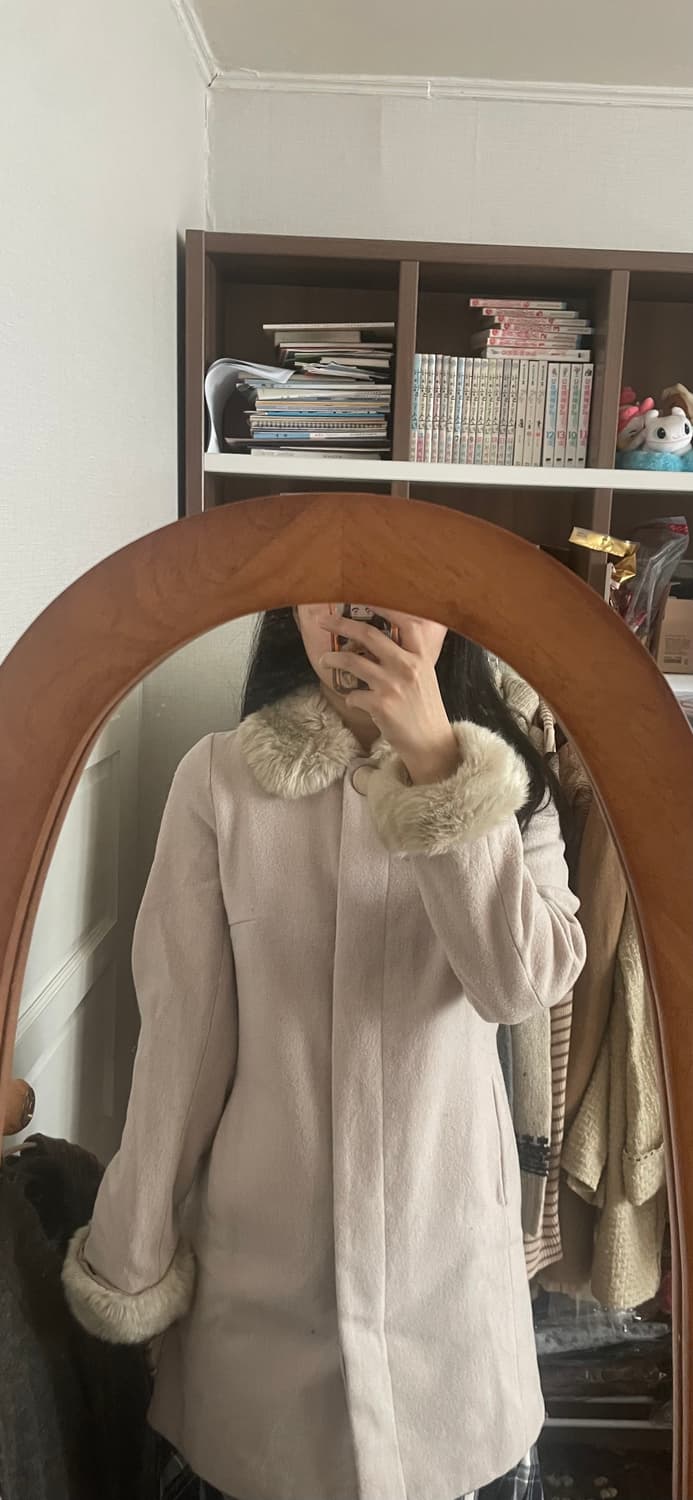 모리걸 빈티지 사토미 어스뮤직 카라 퍼 코트 🤍🤍 상품이미지4