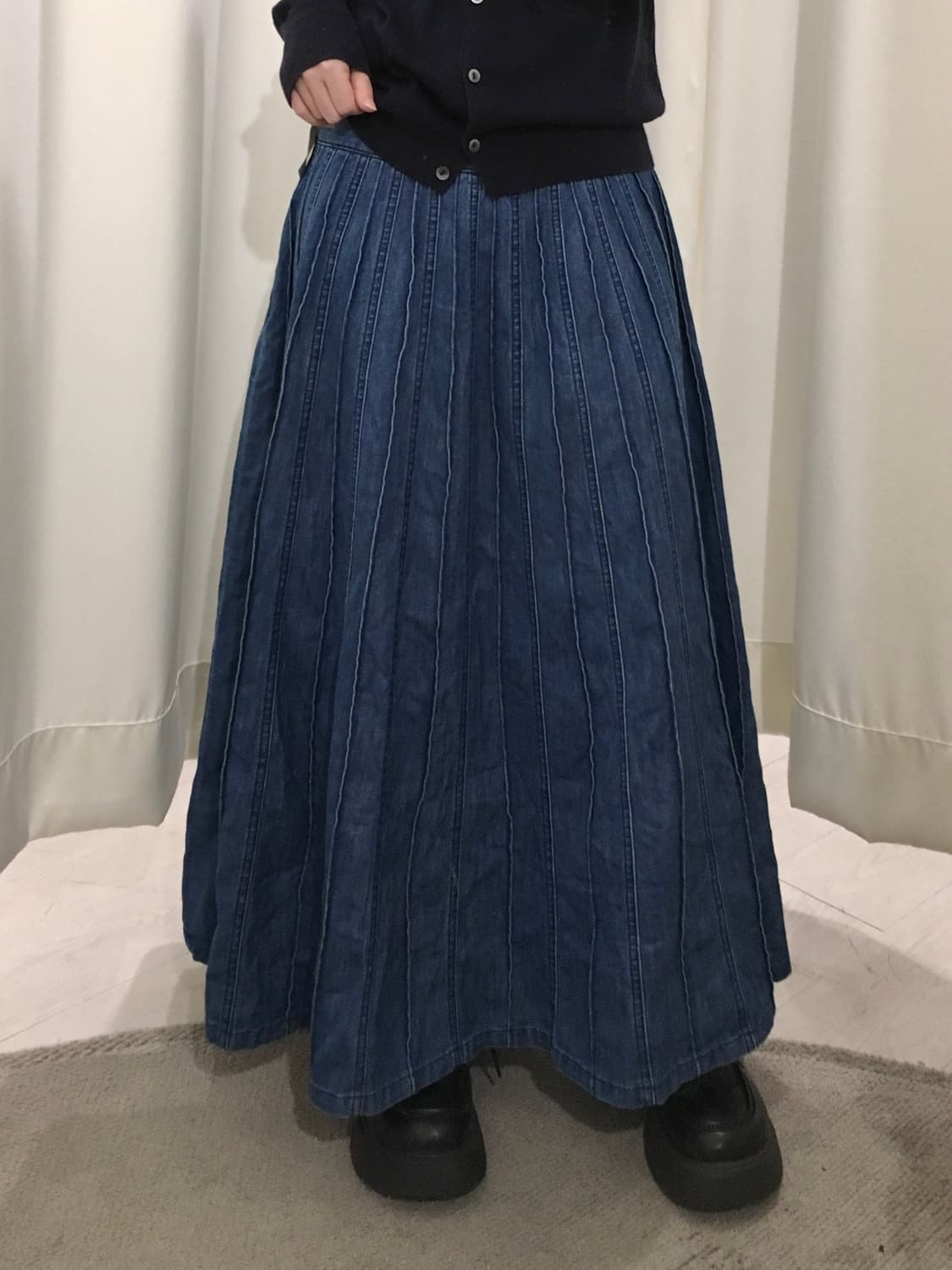panel top stitch denim skirt 상품이미지1