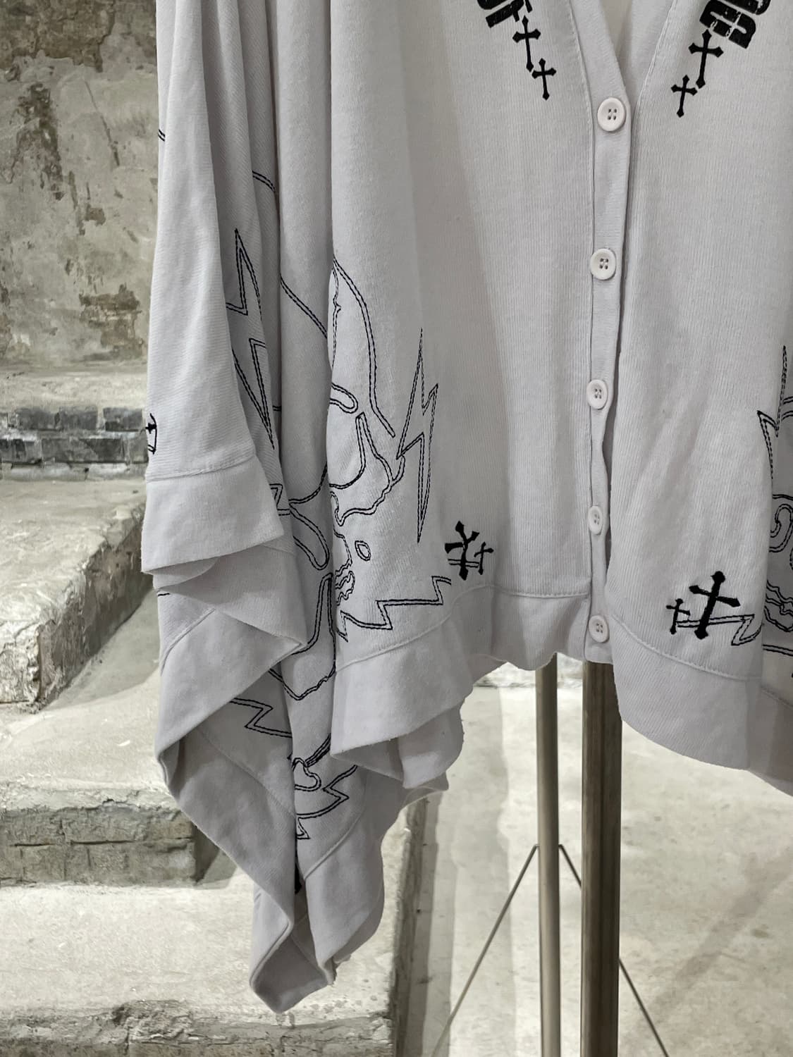 고스트 오브 할렘 화이트 스컬 돌먼 슬리브 후디 가디건 상품이미지4