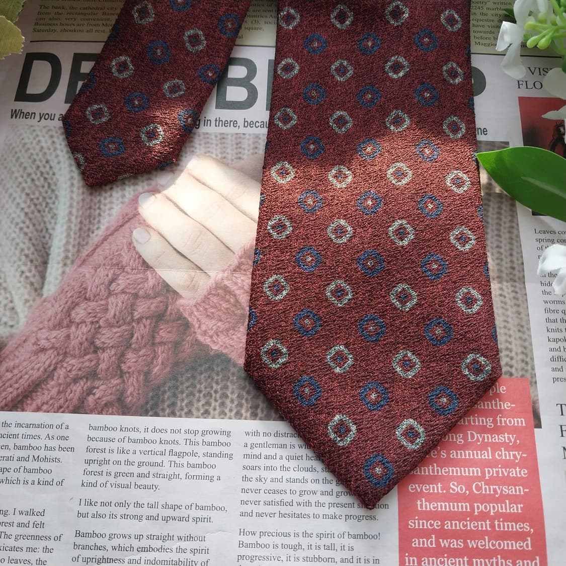 빨질레리 울&코튼&실크 와인 패턴 넥타이 8.1cm A+등급 K1424
 상품이미지5