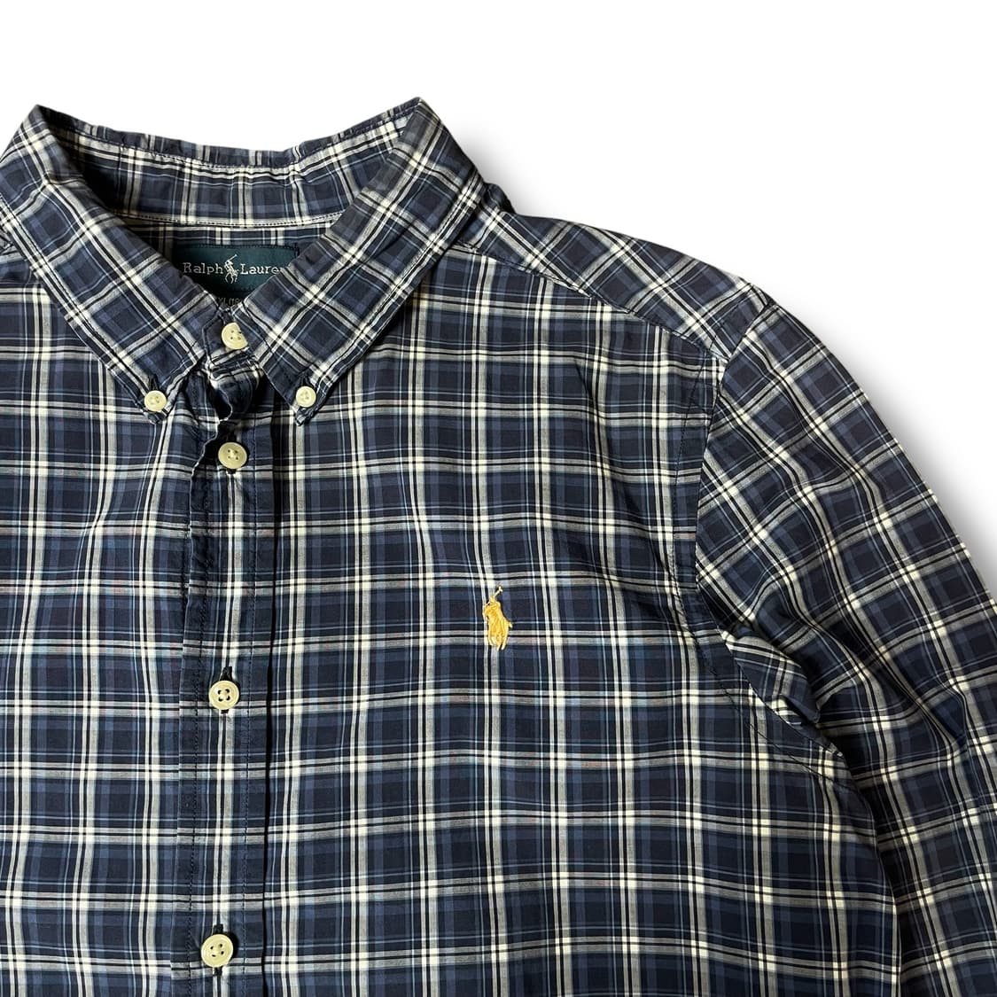 폴로 랄프로렌 주황포니 블루 체크 셔츠 XL 상품이미지3