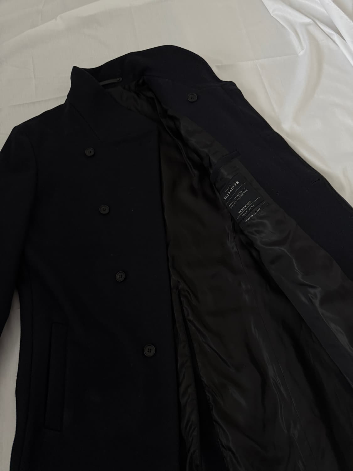 빈티지 올세인츠 언발 사선 울 코트 블랙 상품이미지2