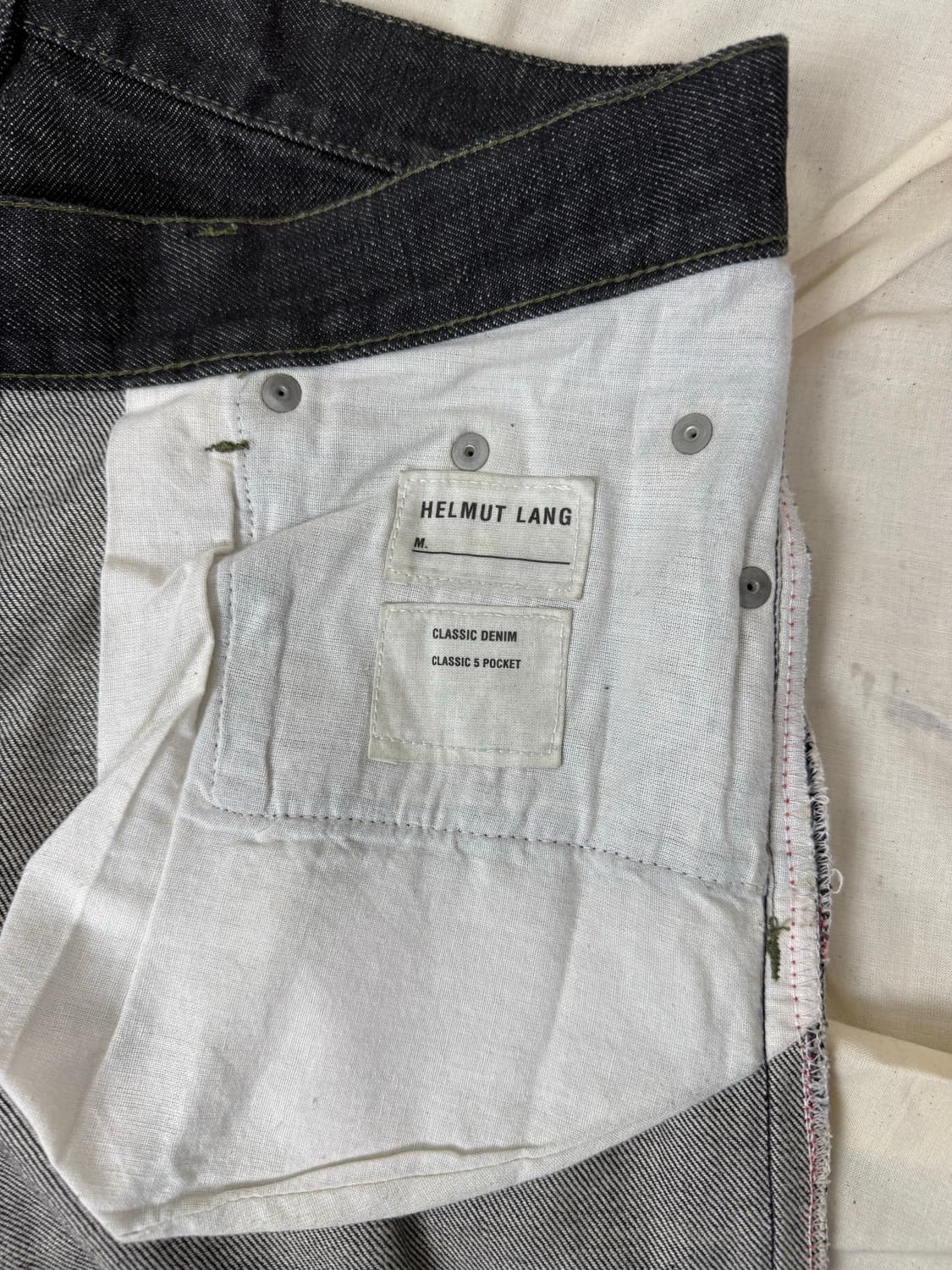 Helmut lang 00s 本人期 green thread denim 상품이미지4
