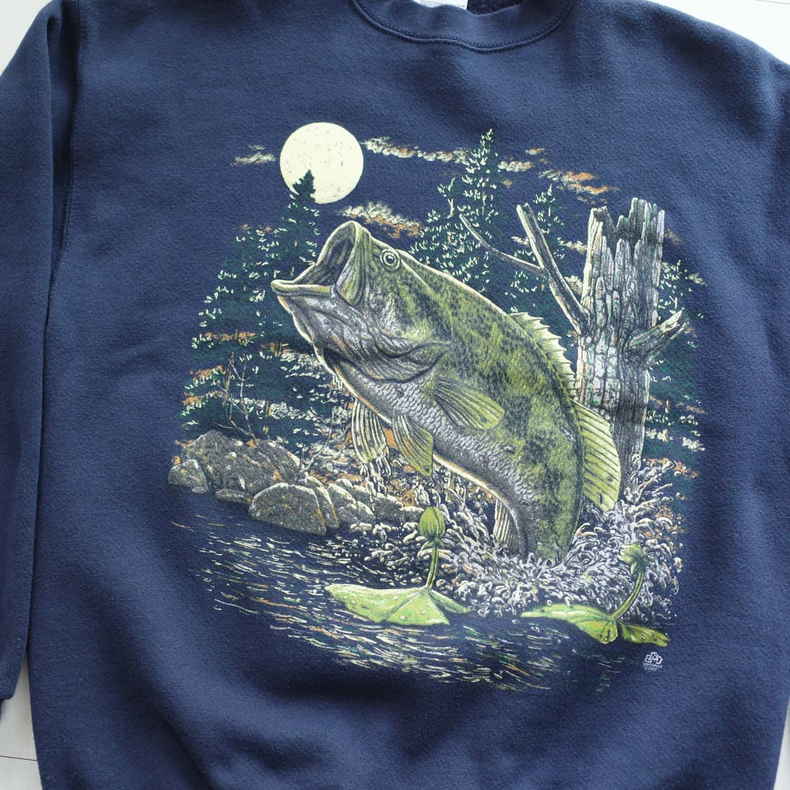 90s 빈티지 툴텍스 배스 피싱 그래픽 스웨트셔츠 L 상품이미지1