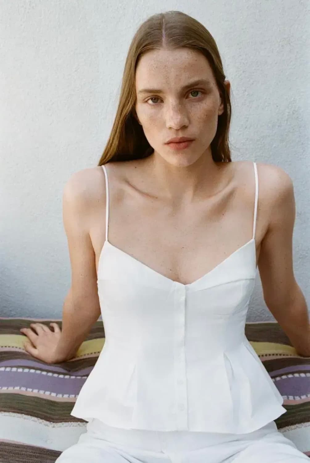 ZARA 자라 포플린 크롭트 탑, 자라 플레어 탑, 자라 플레어 나시 상품이미지1