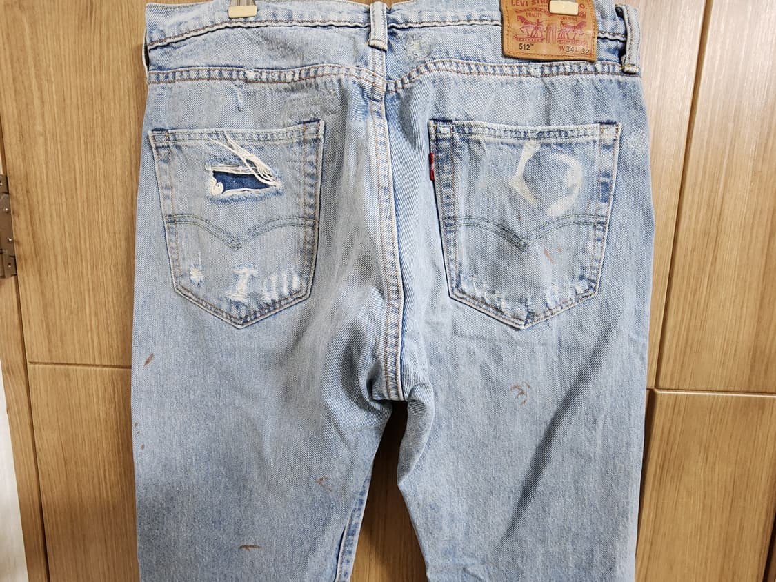 (34)리바이스 512 슬림 테이퍼드 빈티지 데미지 워싱 데님 팬츠 상품이미지6