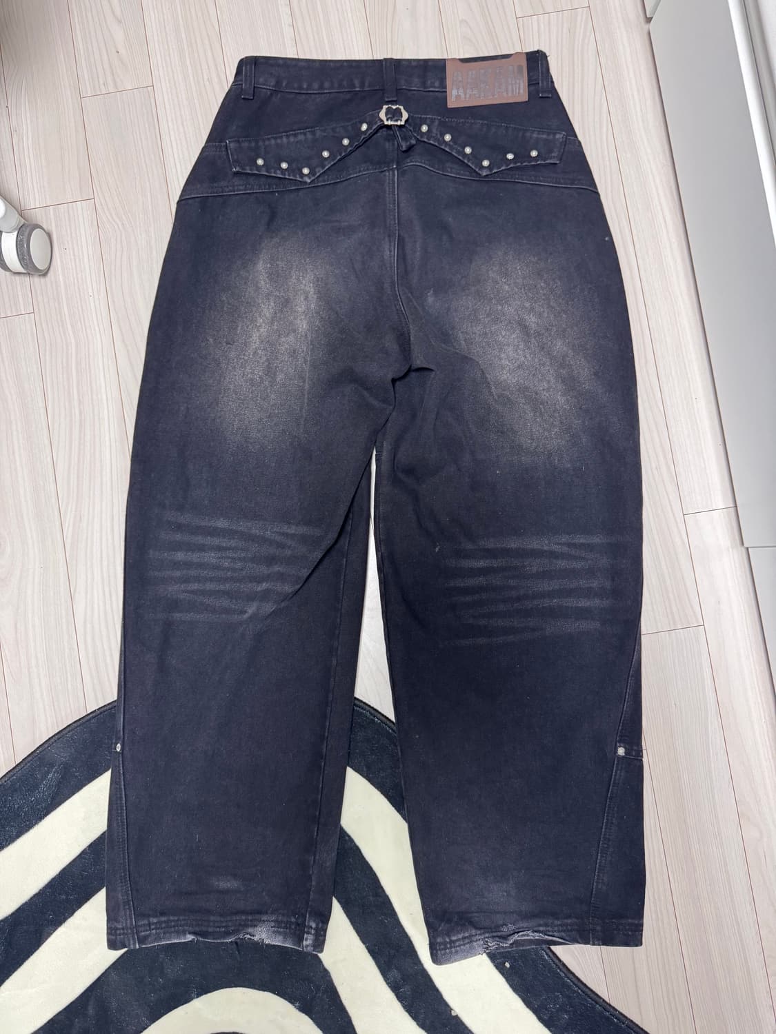 Steve Double Knee Denim Pants (Black) 상품이미지4