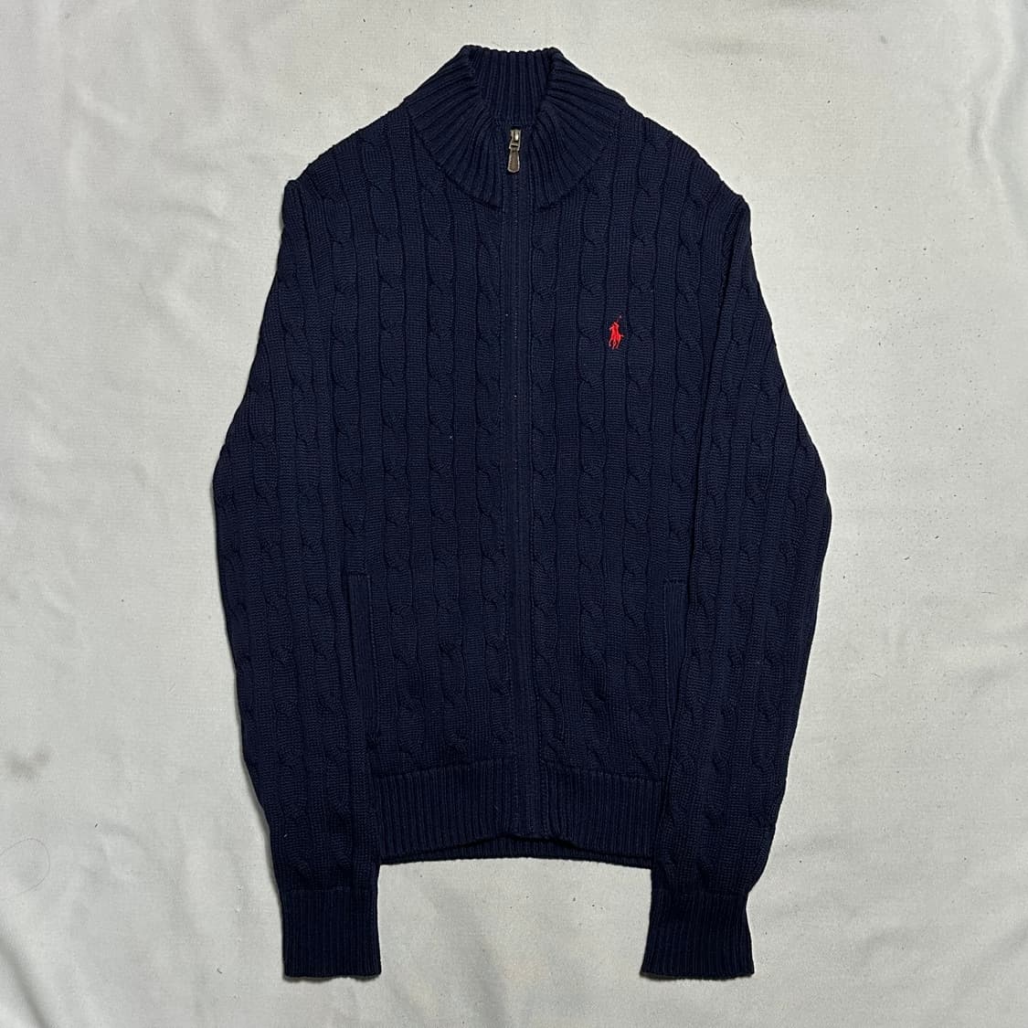 M 폴로랄프로렌 코튼 네이비 케이블 니트집업 상품이미지2