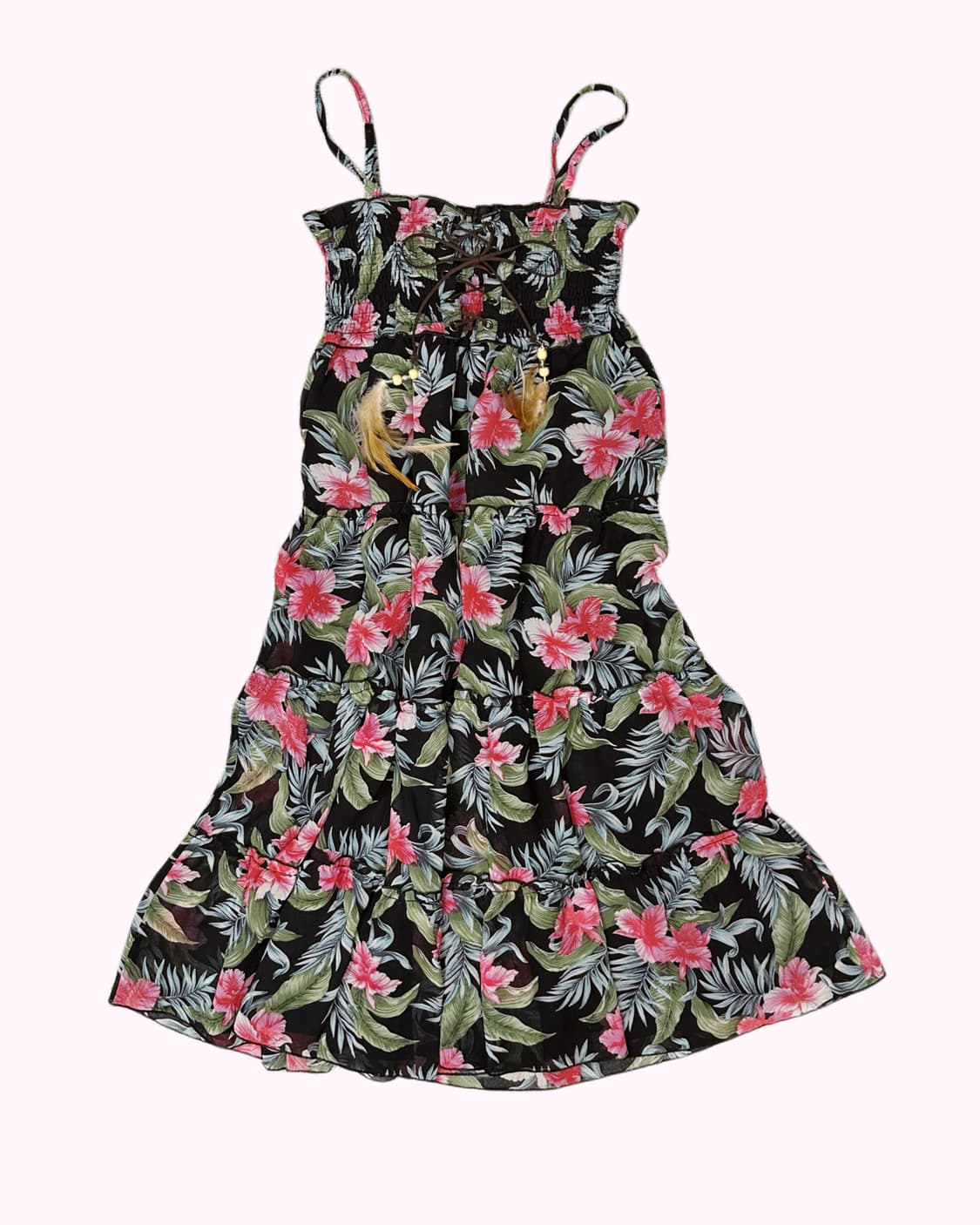 flower pattern lace-up dress 상품이미지1