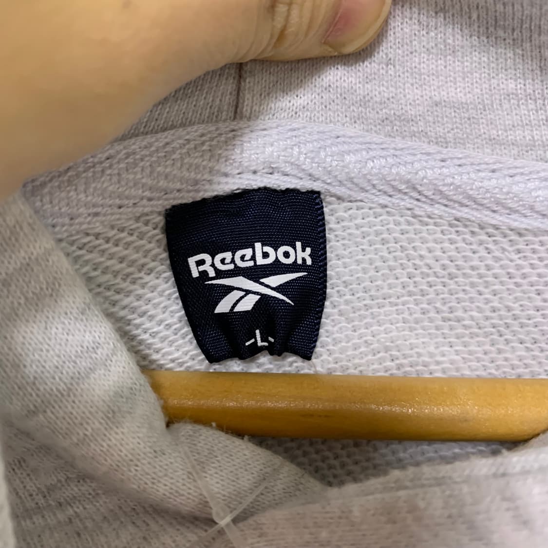 리복 백 로고 프린팅 베이직 후드티 그레이 L 남녀공용 빈티지 상품이미지3