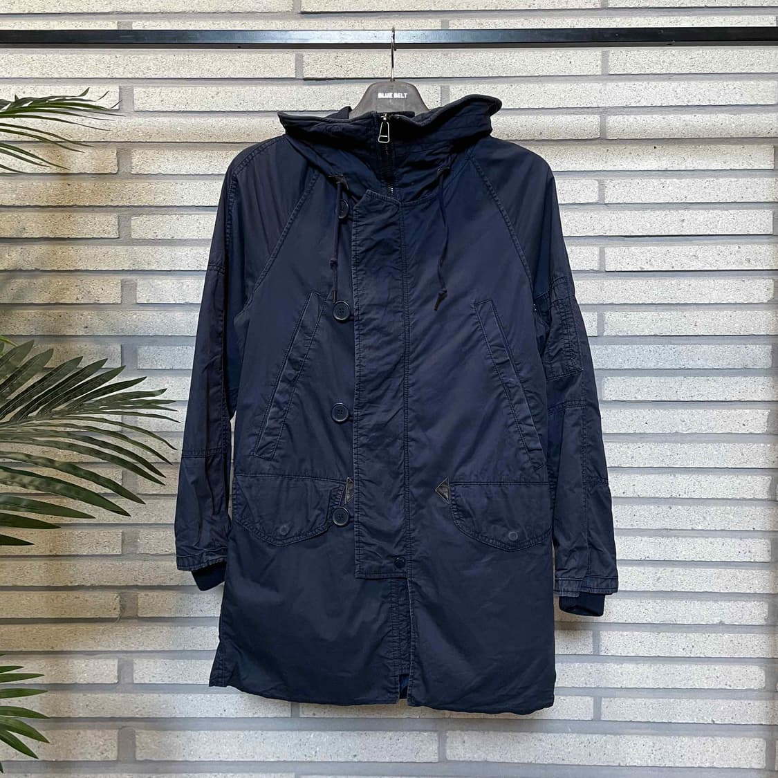 KR VINTAGE 후드 필드 자켓 허리 스트링 4포켓 디테일 네이비 상품이미지2