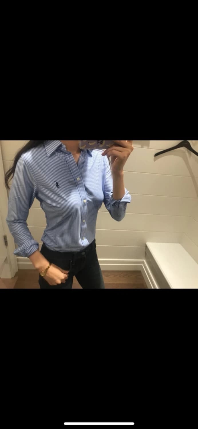 폴로랄프로렌 스트라이프 니트드레스셔츠 스카이블루 s 상품이미지3