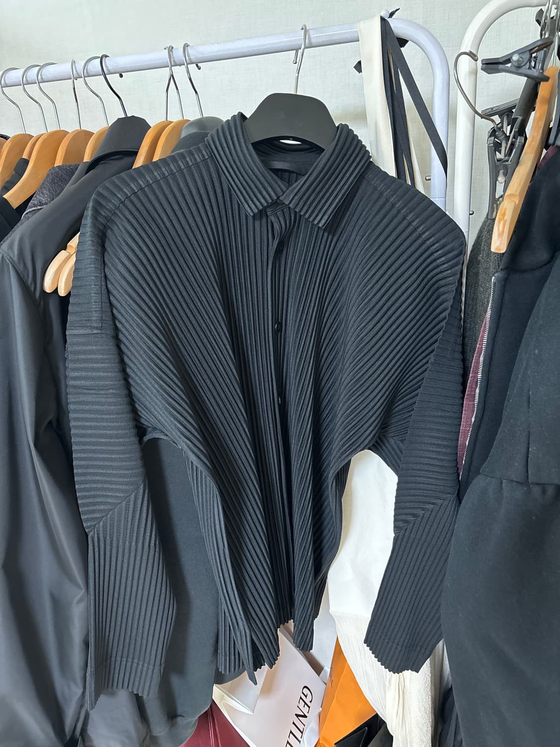 [2] 이세이 미야케 옴므 플리스 블랙 셔츠 가디건 상품이미지1