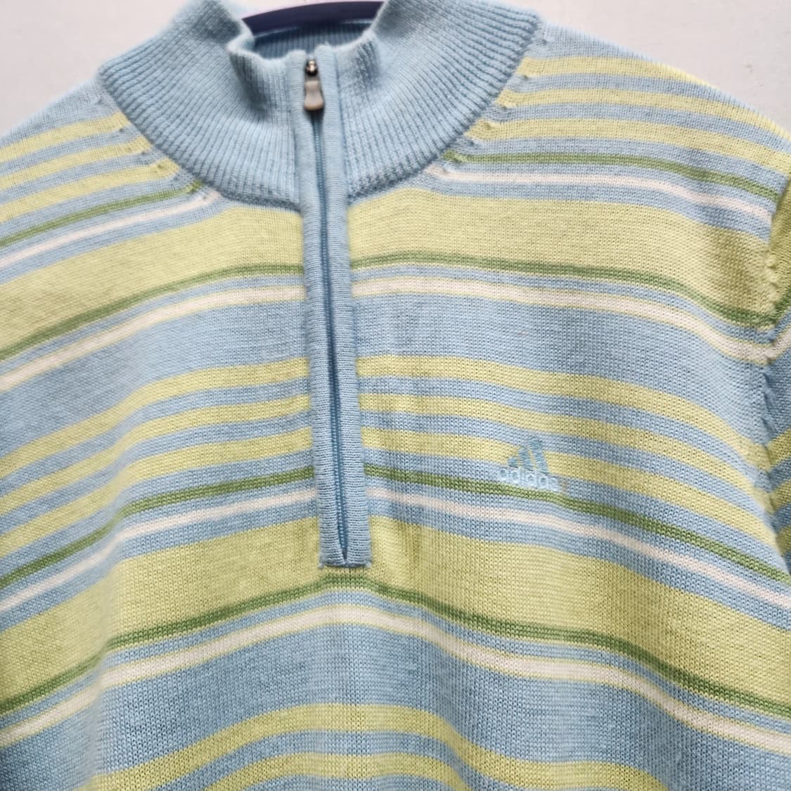 올드스쿨 아디다스 멀티컬러 스트라이프 니트 반집업 S~M 상품이미지3