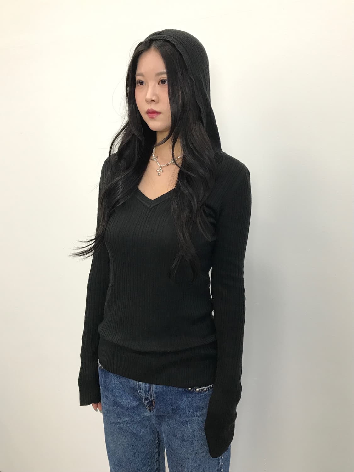 Jpn Black Slim Fit Hoodie Sweater 상품이미지1