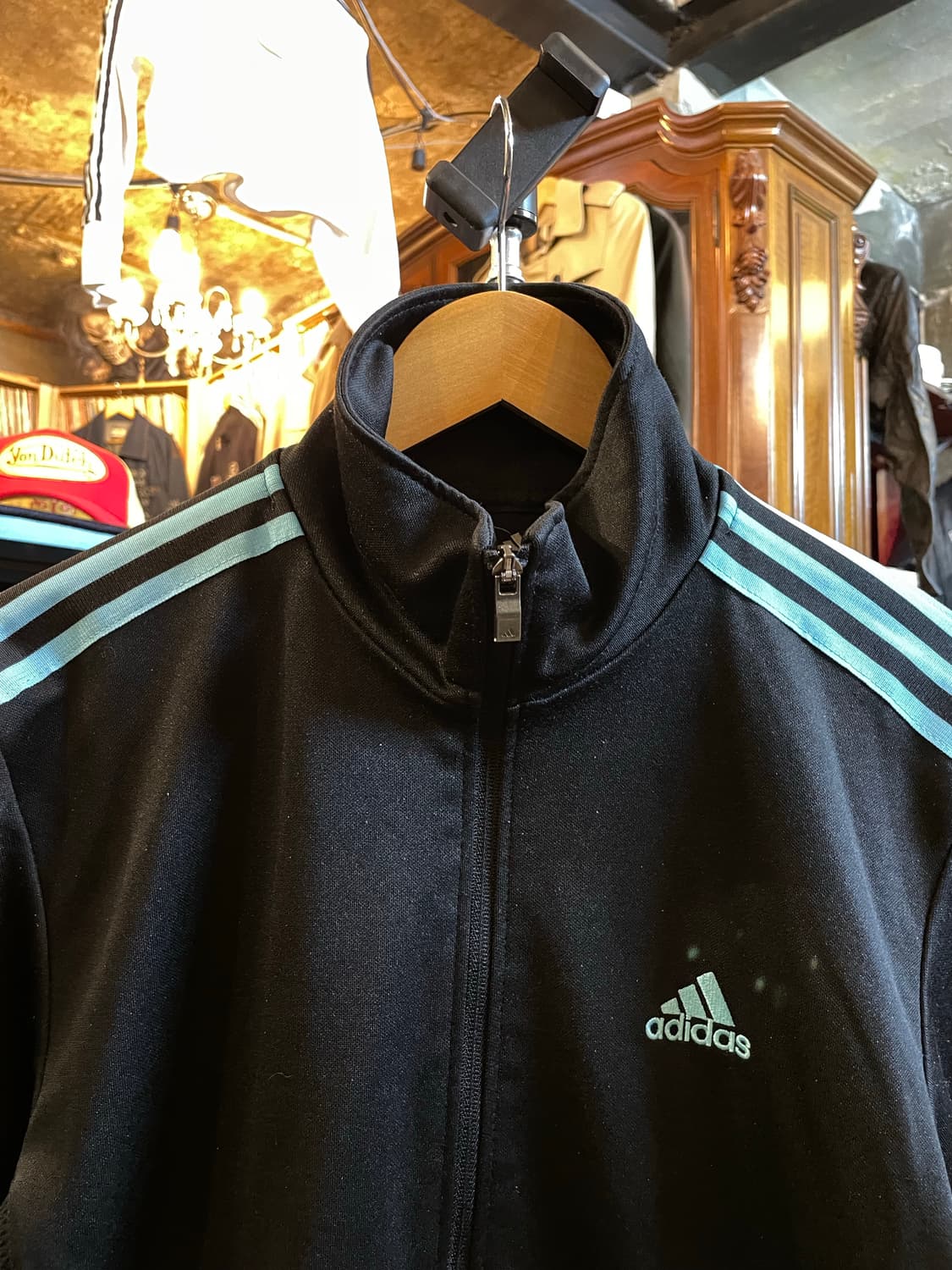 아디다스 블랙/스카이블루 삼선 트랙탑 저지 자켓 상품이미지2