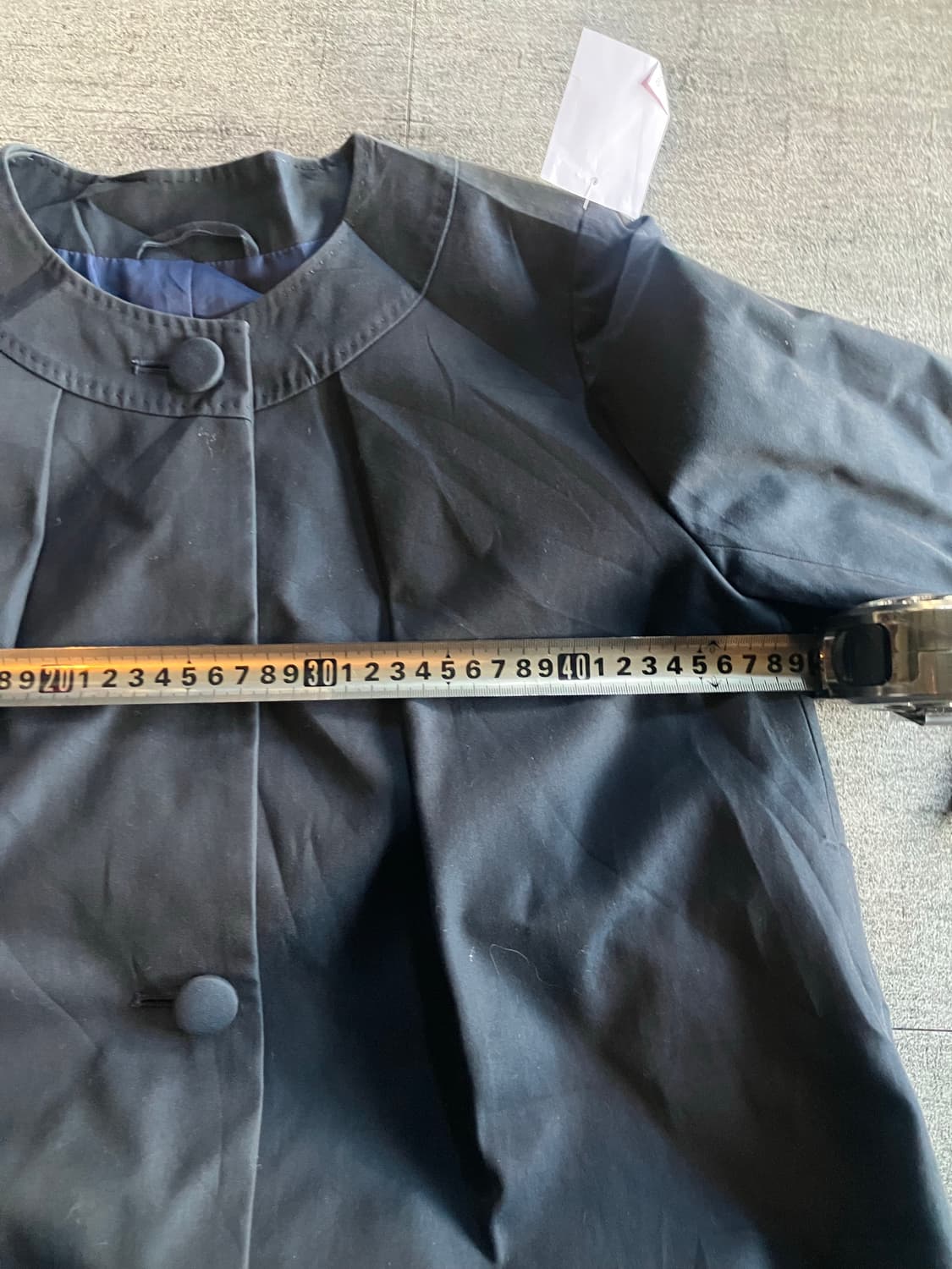 일본빈티지 하구미모리걸 아메카지 콩단추 리본디테일 라운드사파리자켓 블랙 상품이미지3