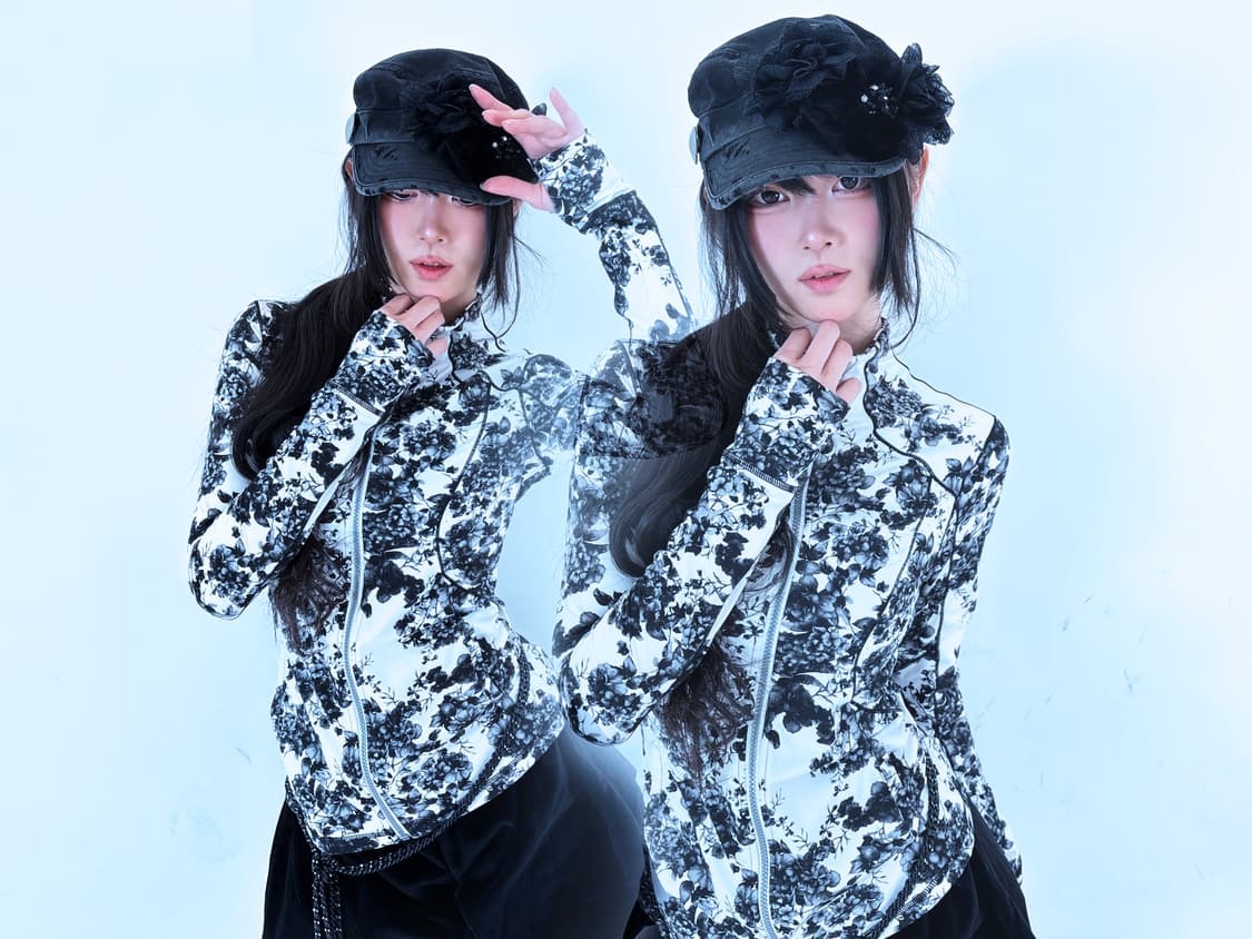 Custom🐾)Dark-washing net flower cap 상품이미지10