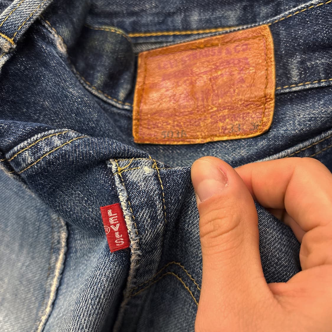 90s 리바이스 LVC재팬 503 빅E 레드탭 6부 데님팬츠 N1120  상품이미지7