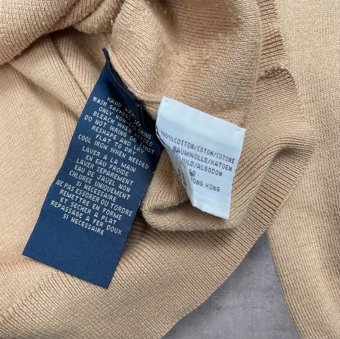 폴로 랄프로렌 베이지 브이넥 코튼 니트 40(L) 상품이미지4